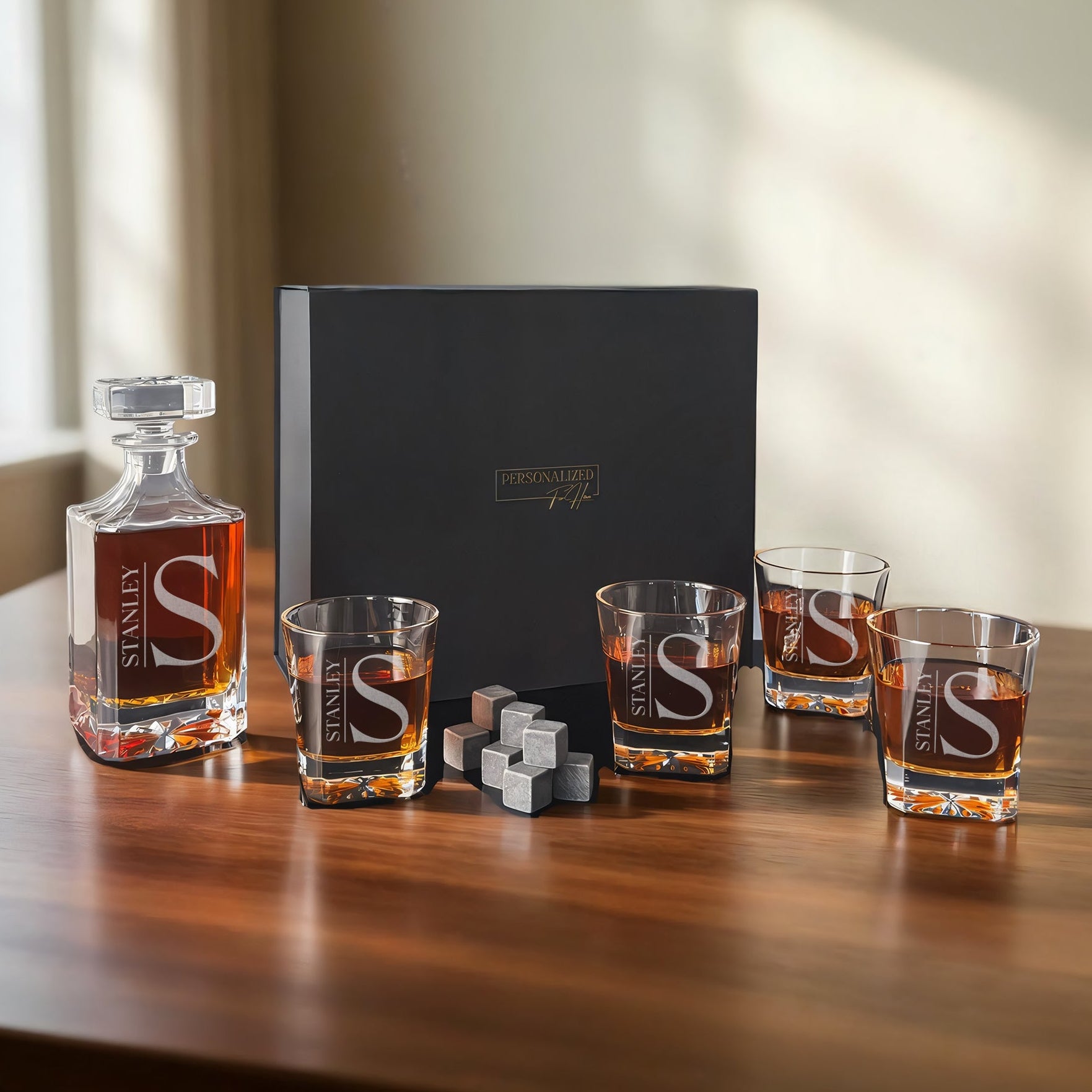 Square Whiskey Decanter Gift Set – 7 PCS