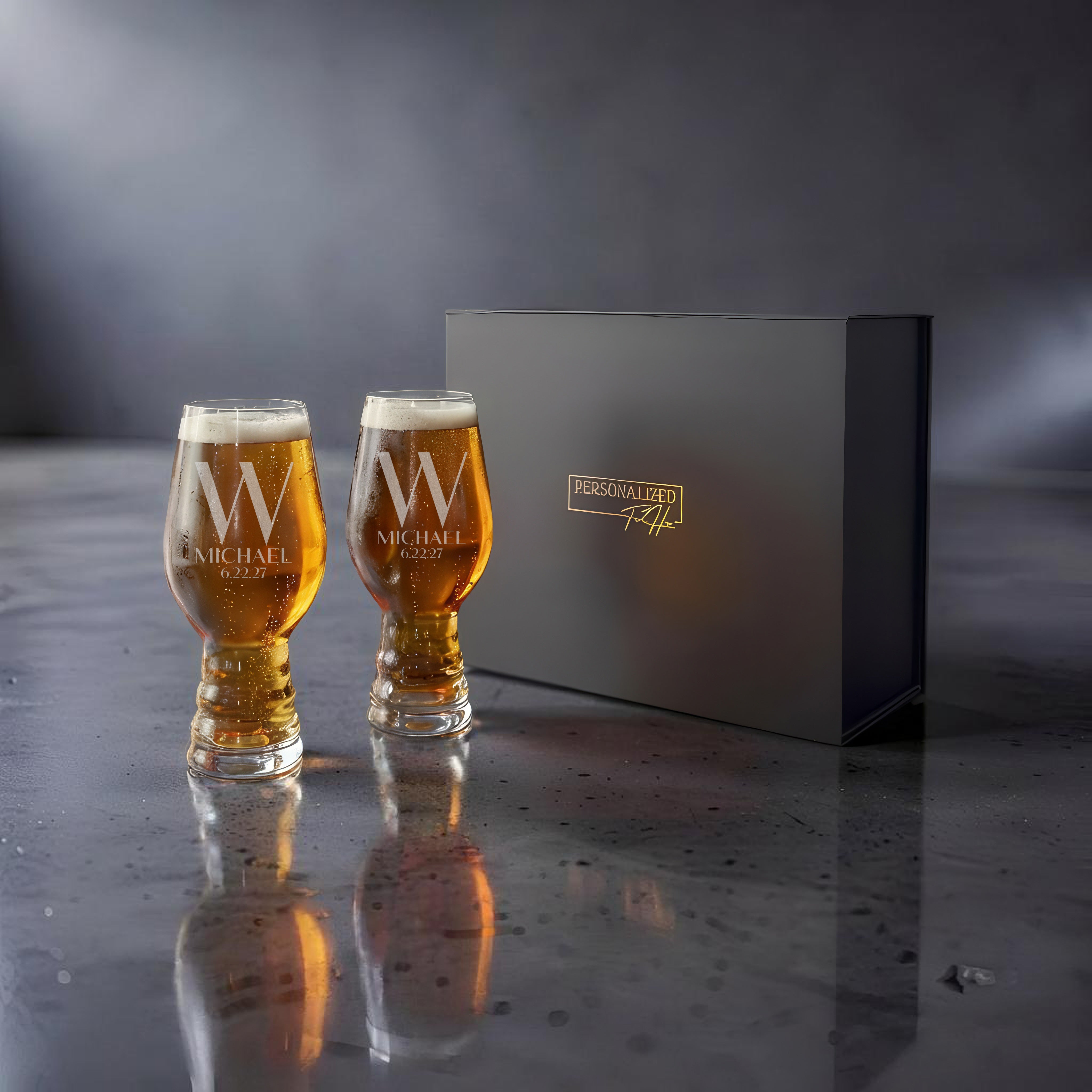 Select IPA Beer Glass Pair – Custom Engraved