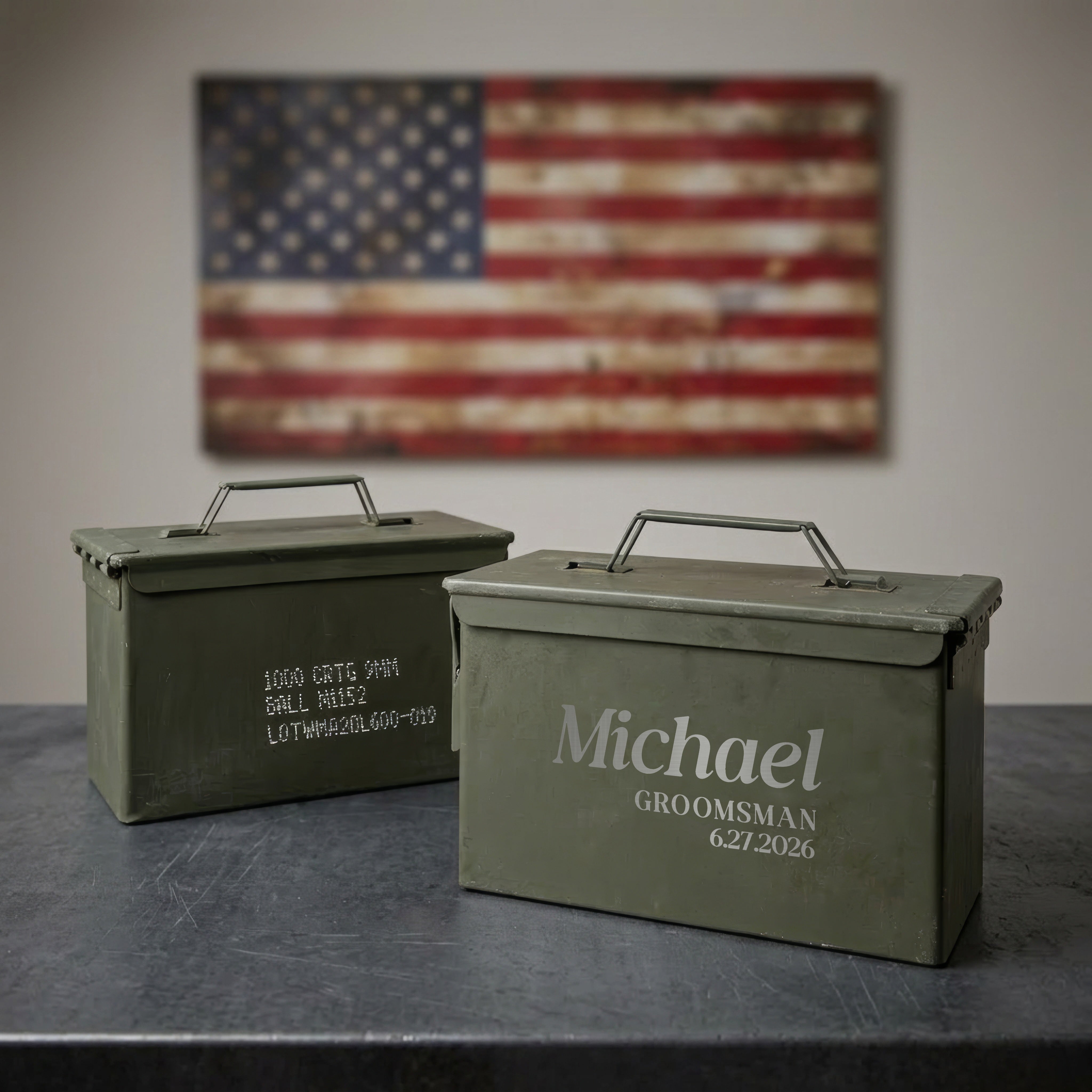 Engraved Steel Ammo Can Storage Box for Groomsmen