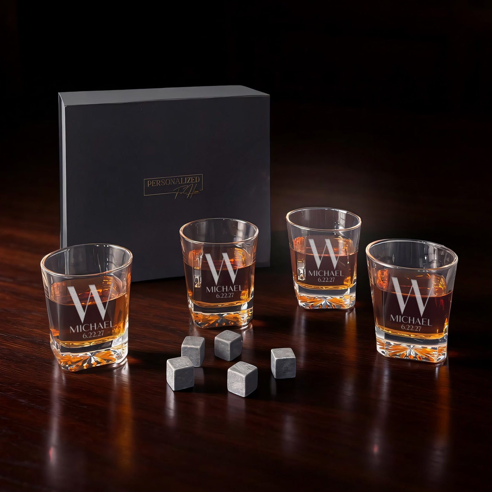 Signature Square Cut Whiskey Glasses - Set of 4
