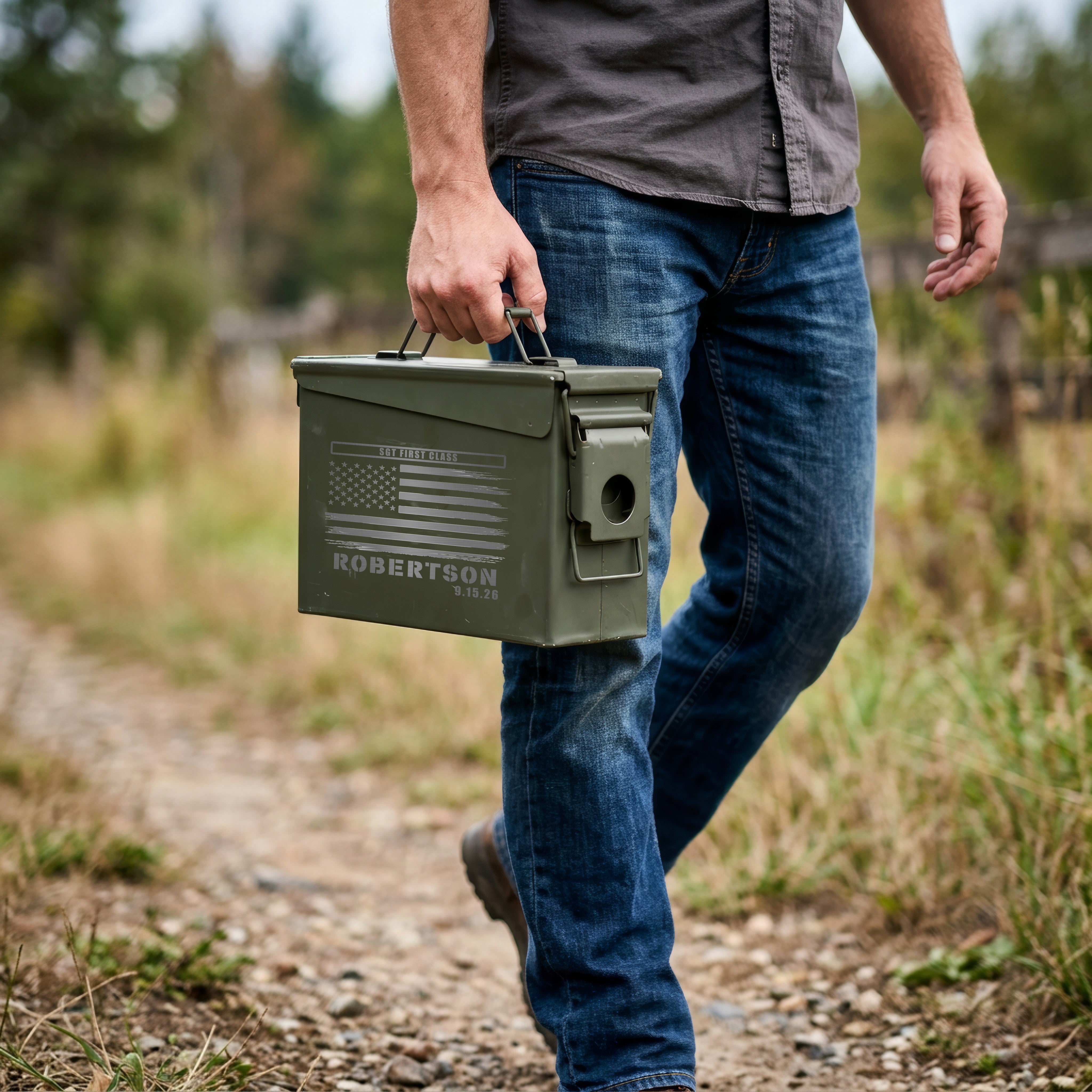 Personalized Whiskey Gift Set with Ammo Box & Stones