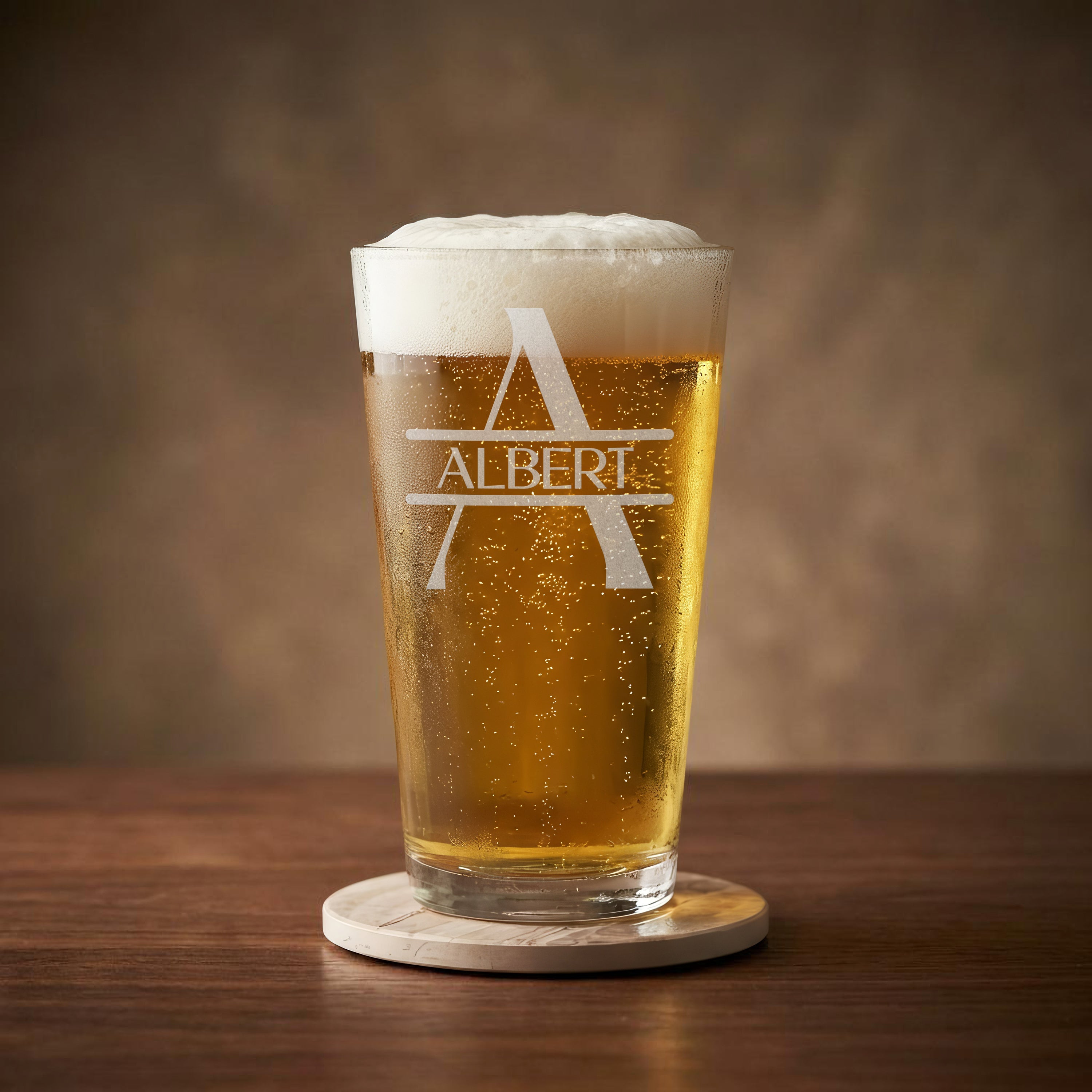 Custom Beer Glass Set with Engraved Wooden Box and Bottle Opener