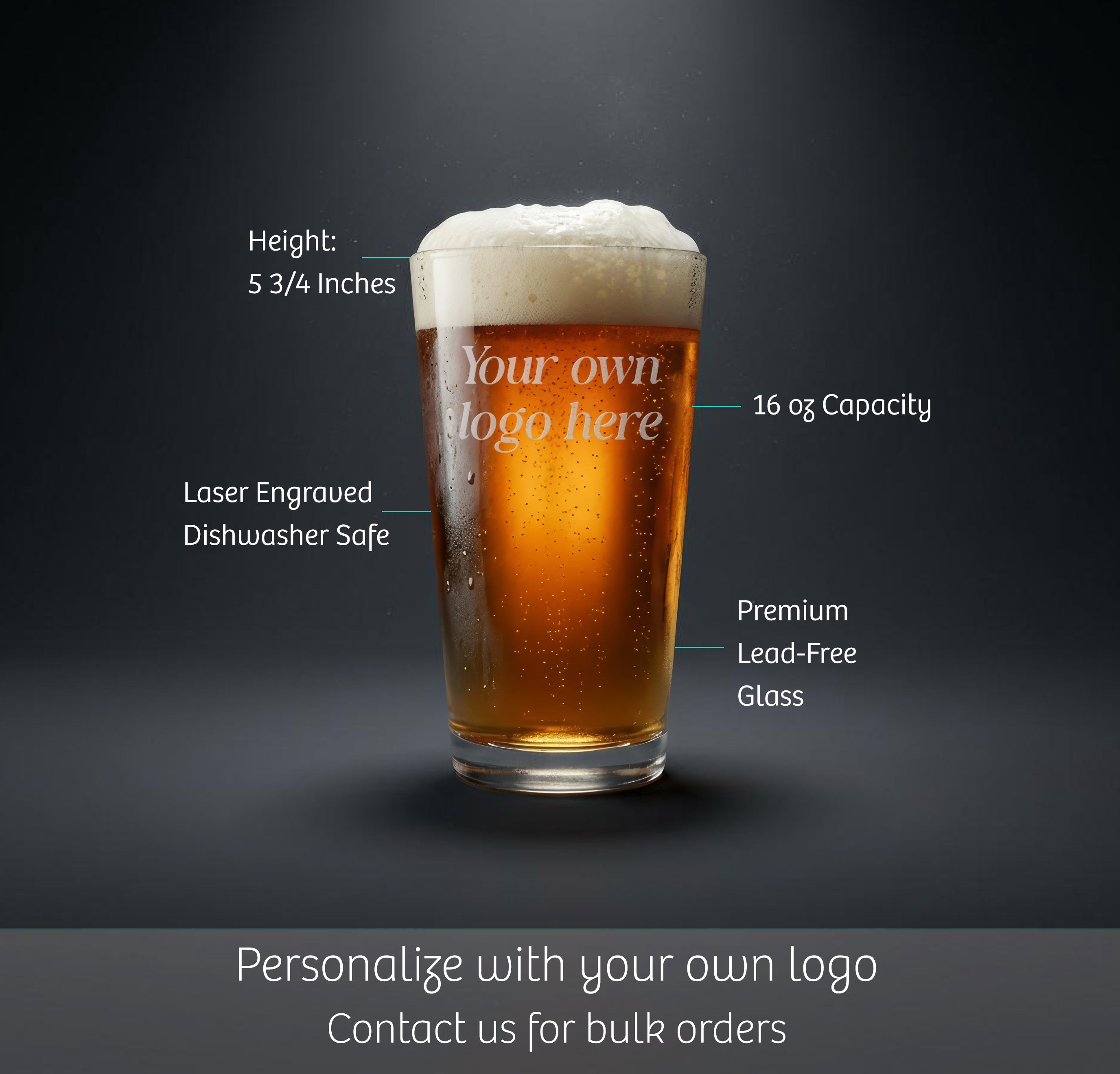 Custom Beer Glass Set with Engraved Wooden Box and Bottle Opener