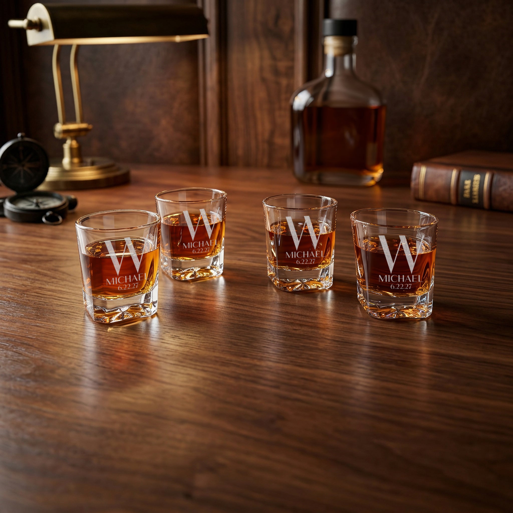 Signature Square Cut Whiskey Glasses - Set of 4