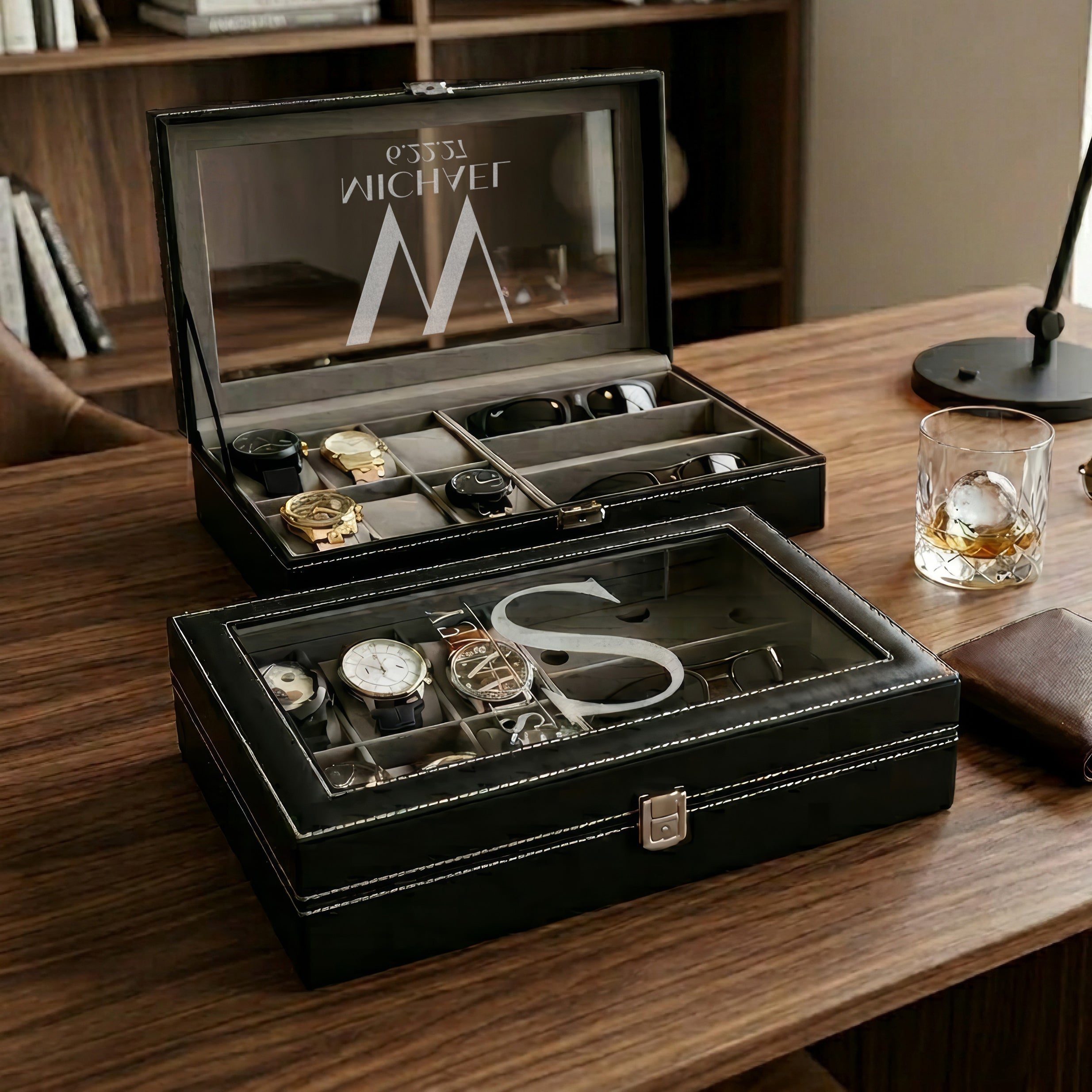 Signature Watch & Accessories Box with Glass Top