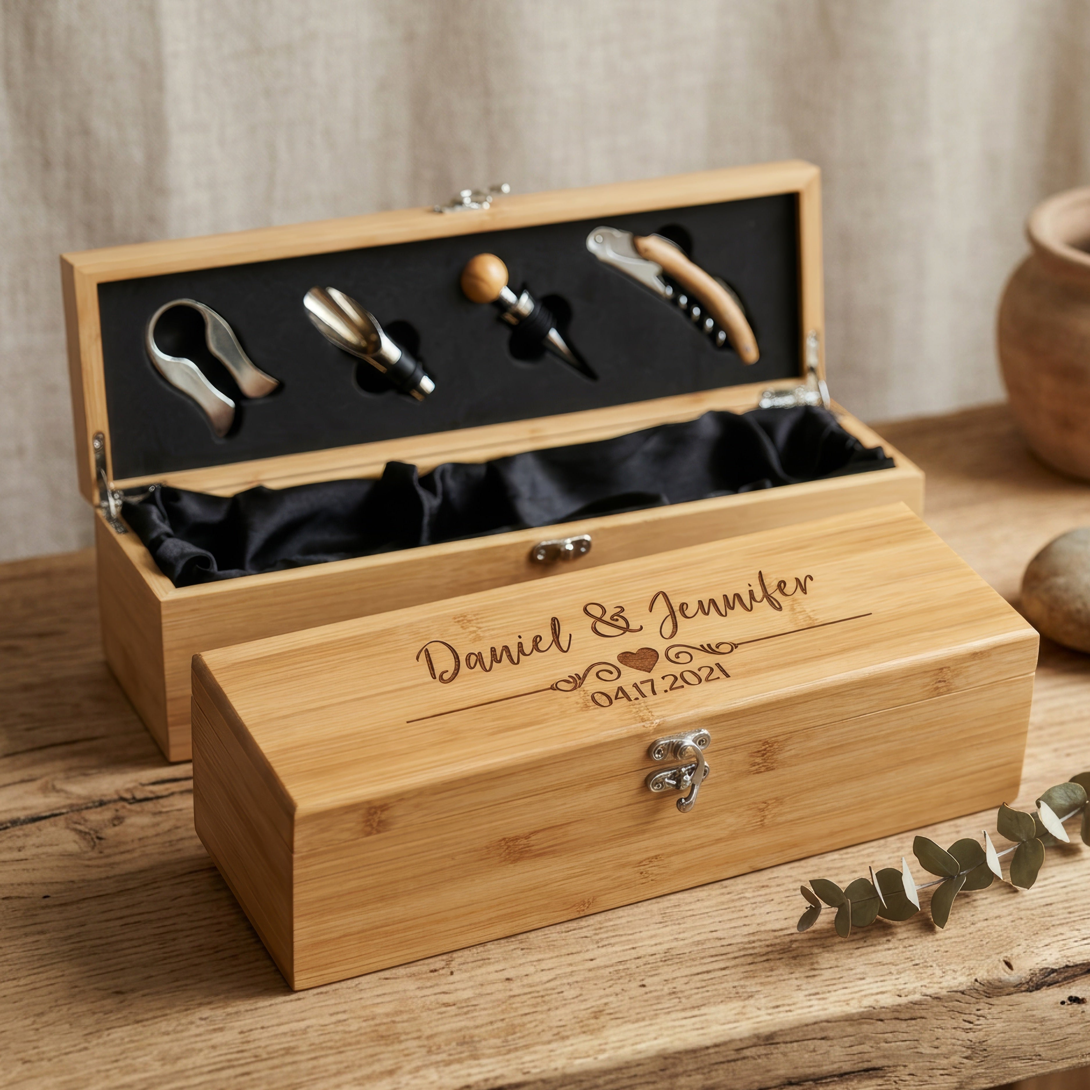 Personalized Wine Tool Box – Engraved Anniversary Gift