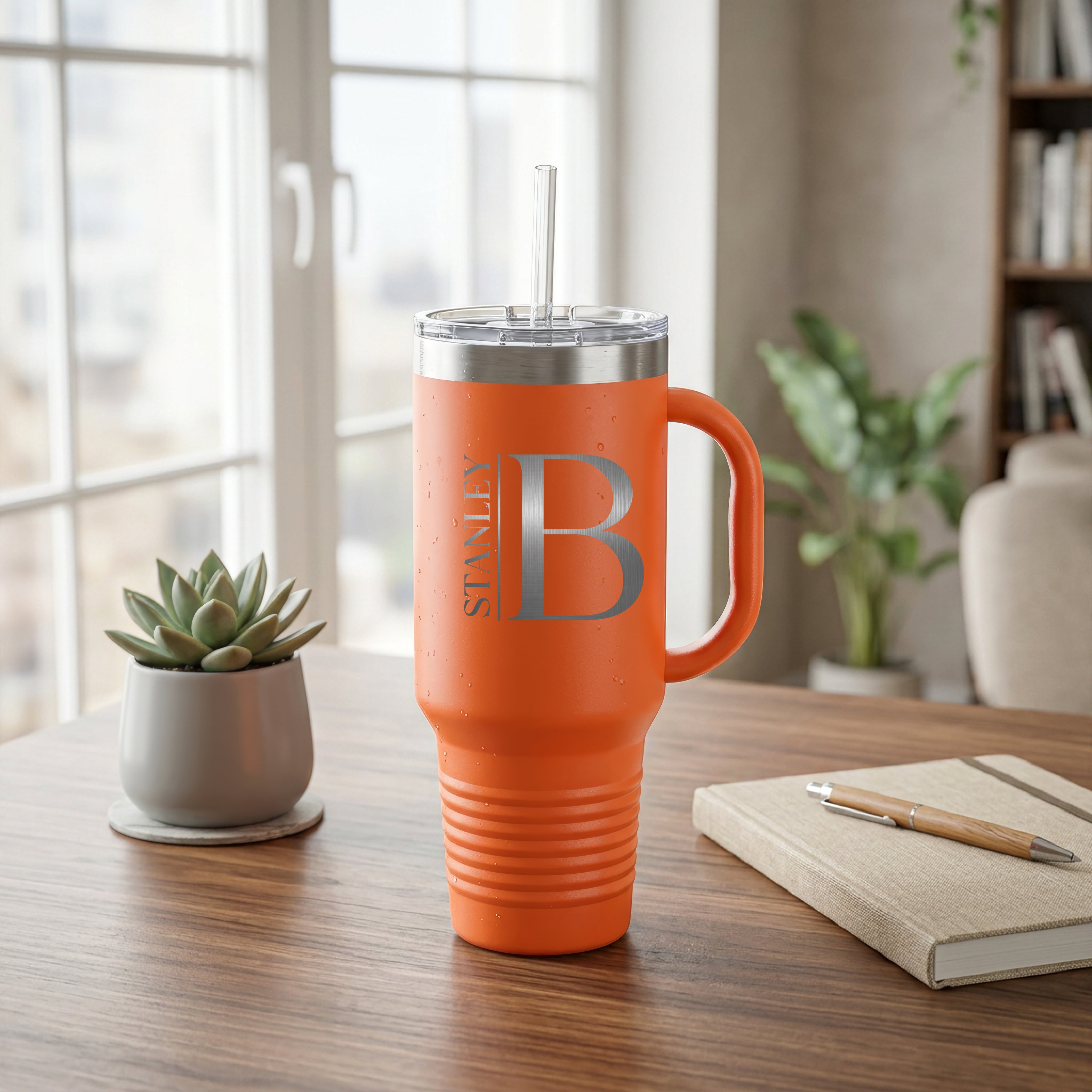 Personalized 40 oz Tumbler with Handle | Custom Engraved Gift for Him