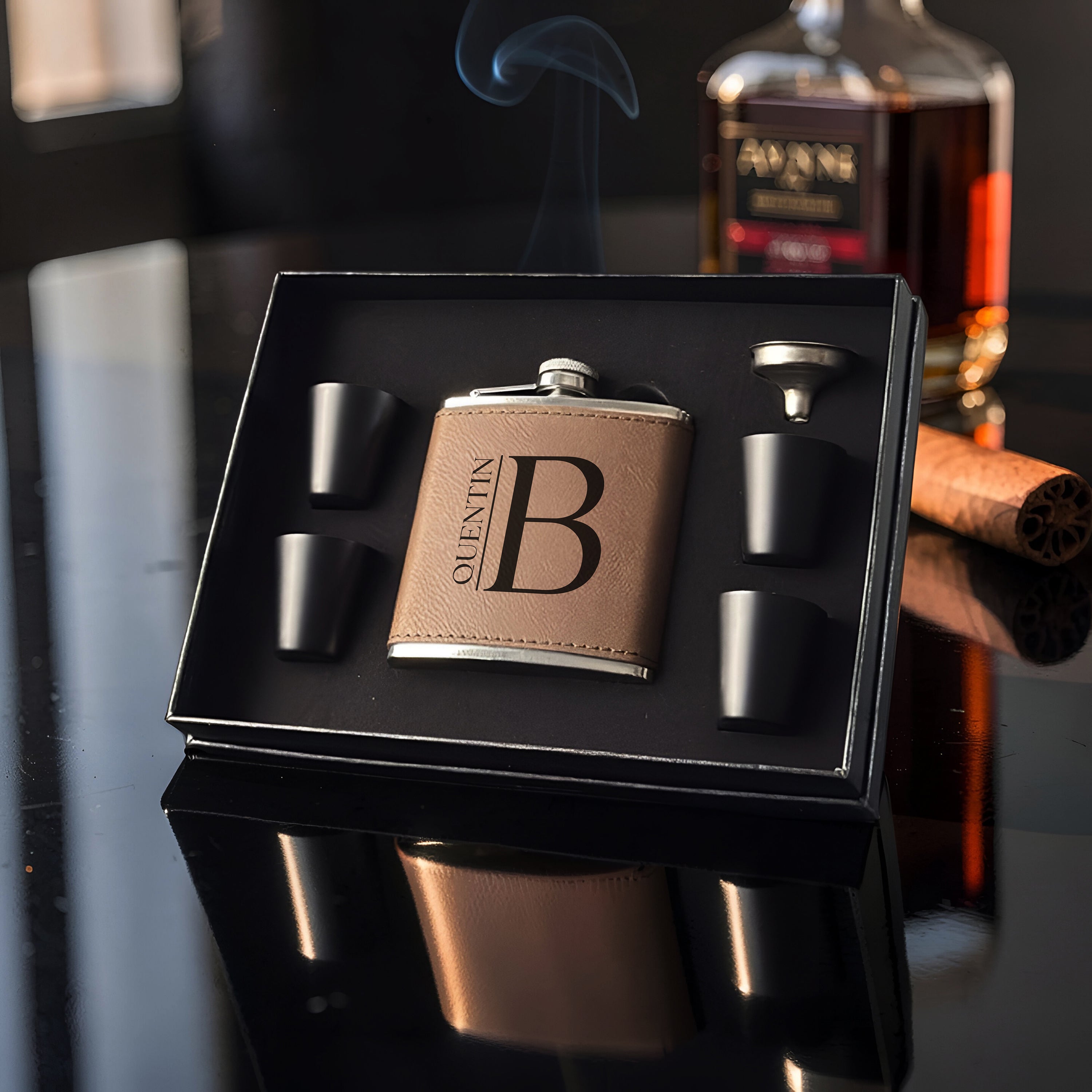Personalized Liquor Flask Presentation Set