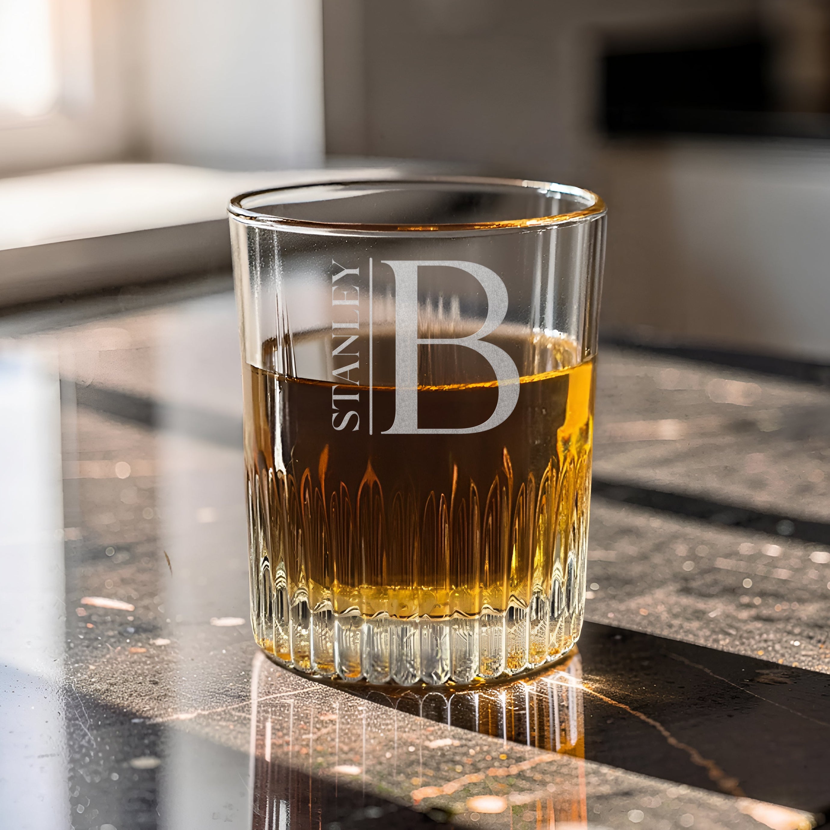 Ridged Round Whiskey Glass