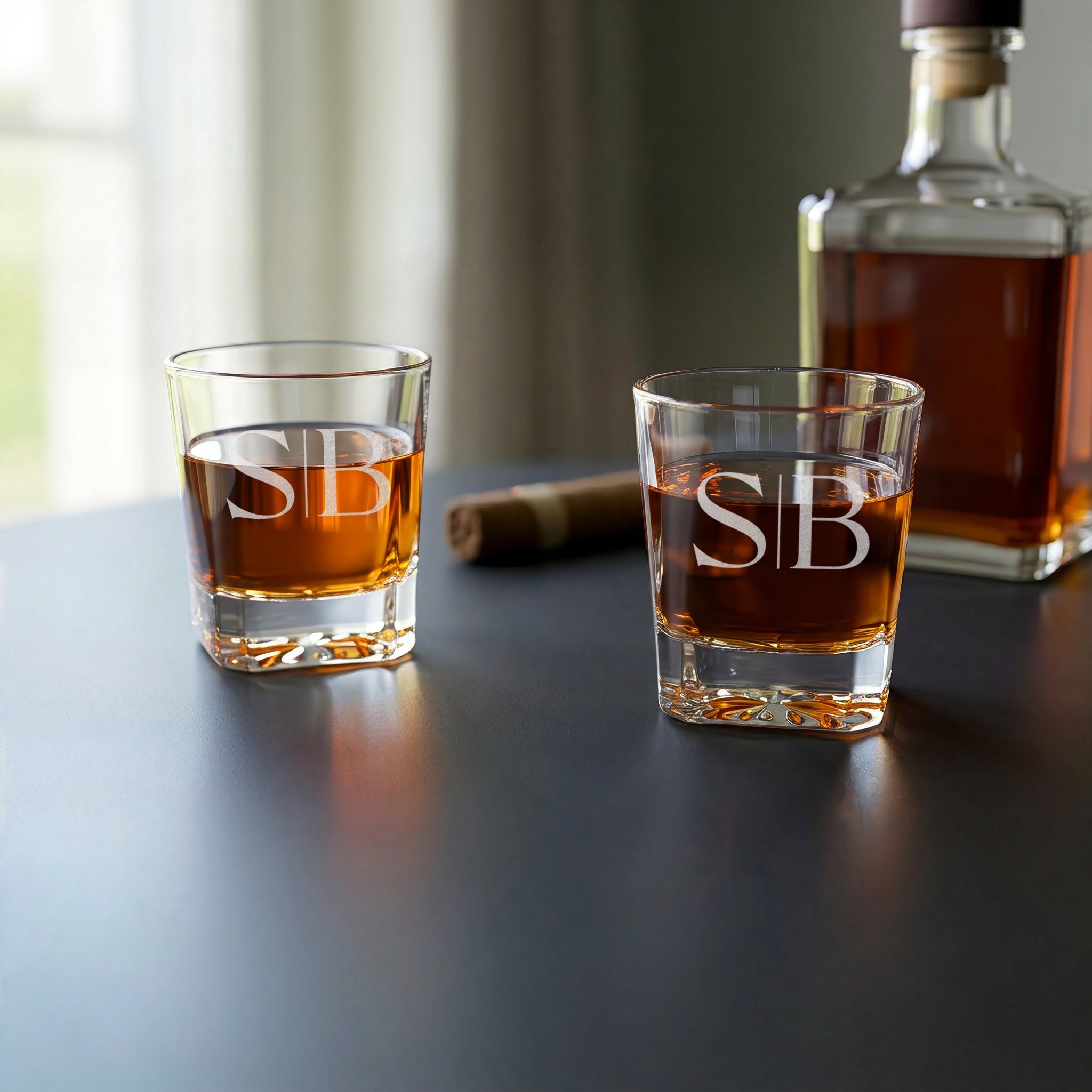Signature Square Cut Bourbon Glasses - Set of 2
