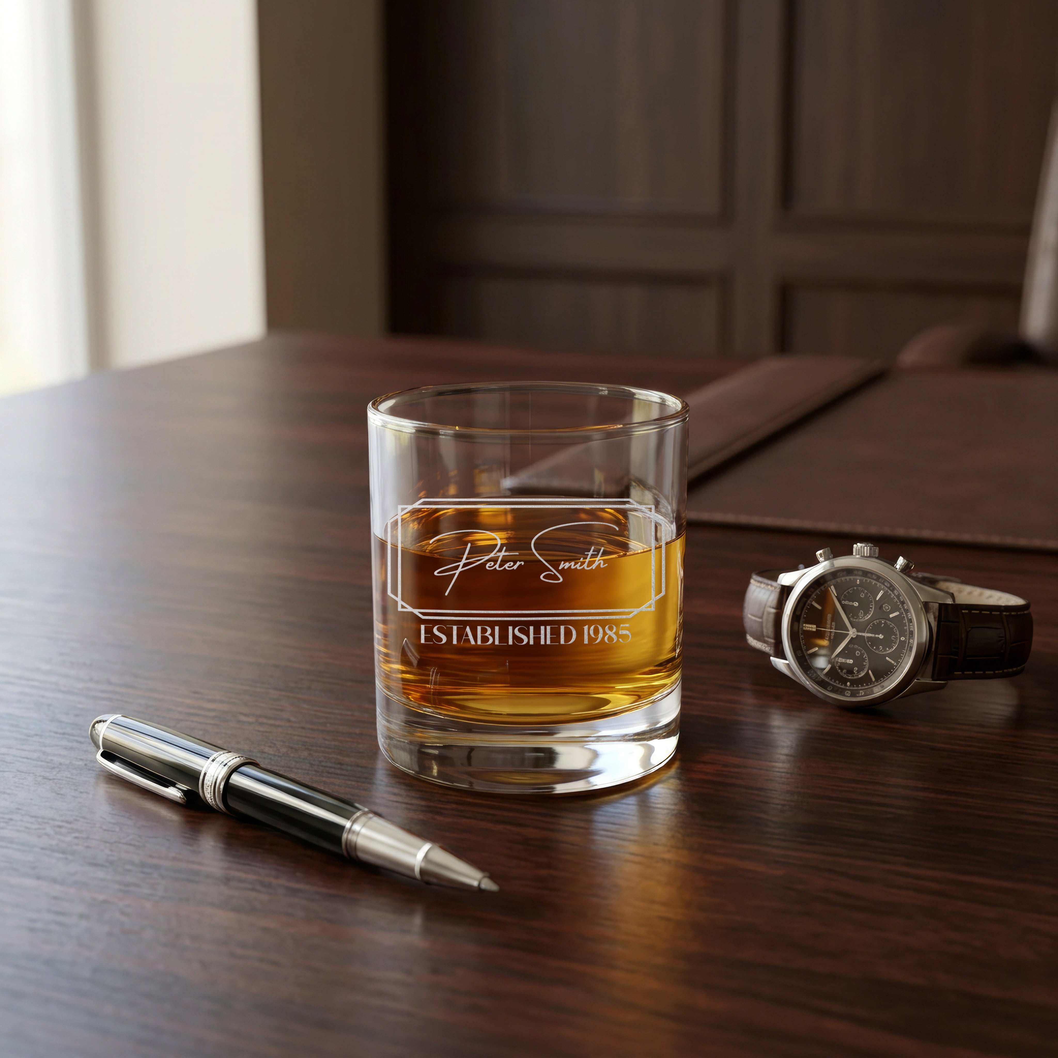Personalized Classic Round Rocks Glass