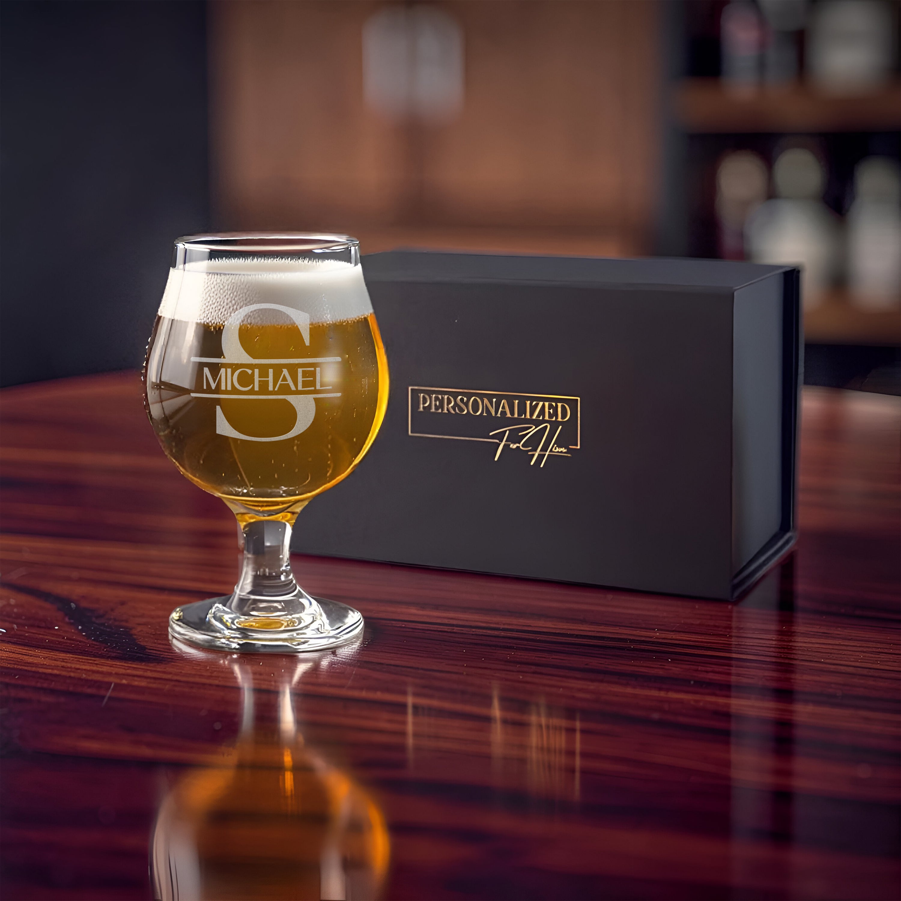 Belgian Tulip Beer Glass 16 oz Custom Engraved