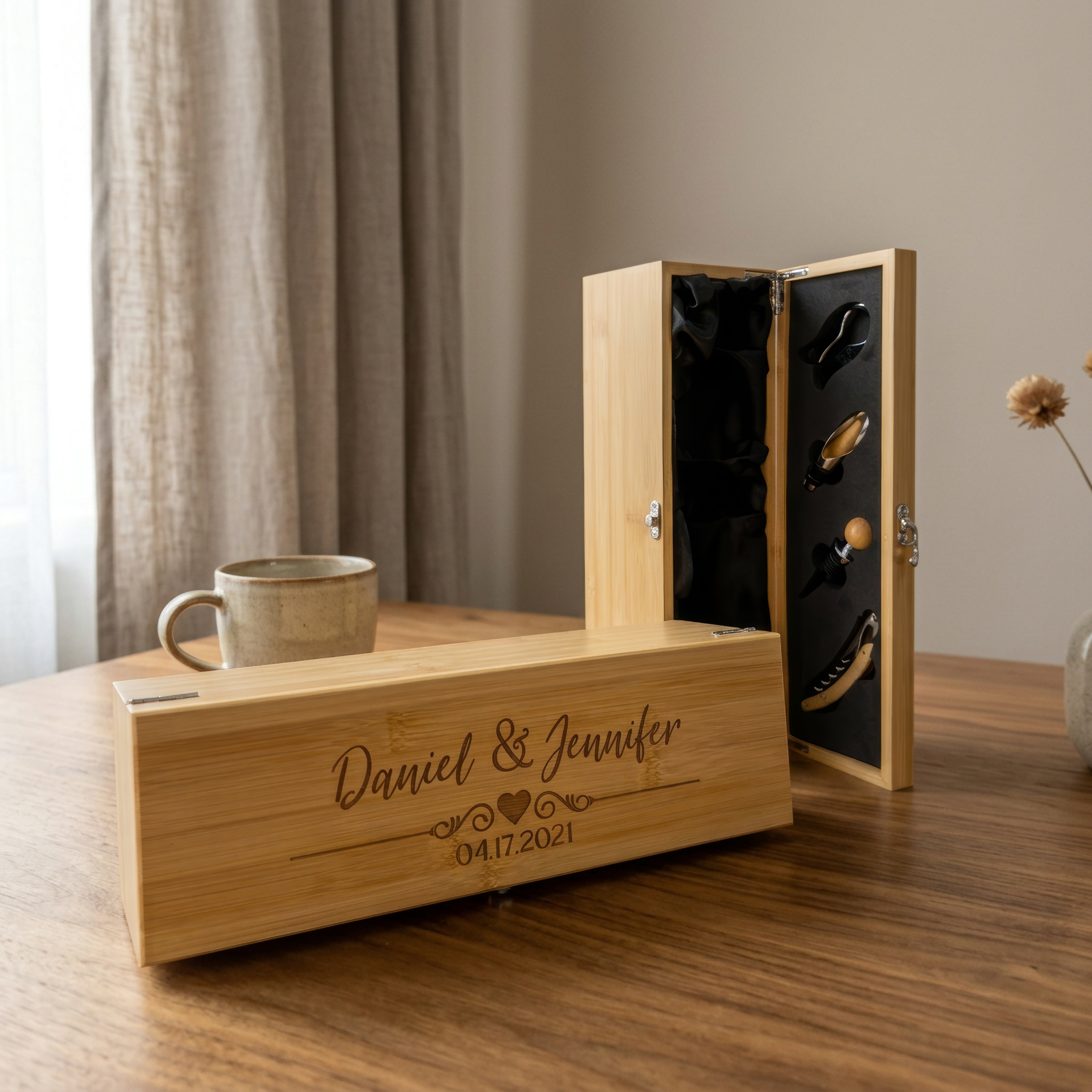 Personalized Wine Tool Box – Engraved Anniversary Gift