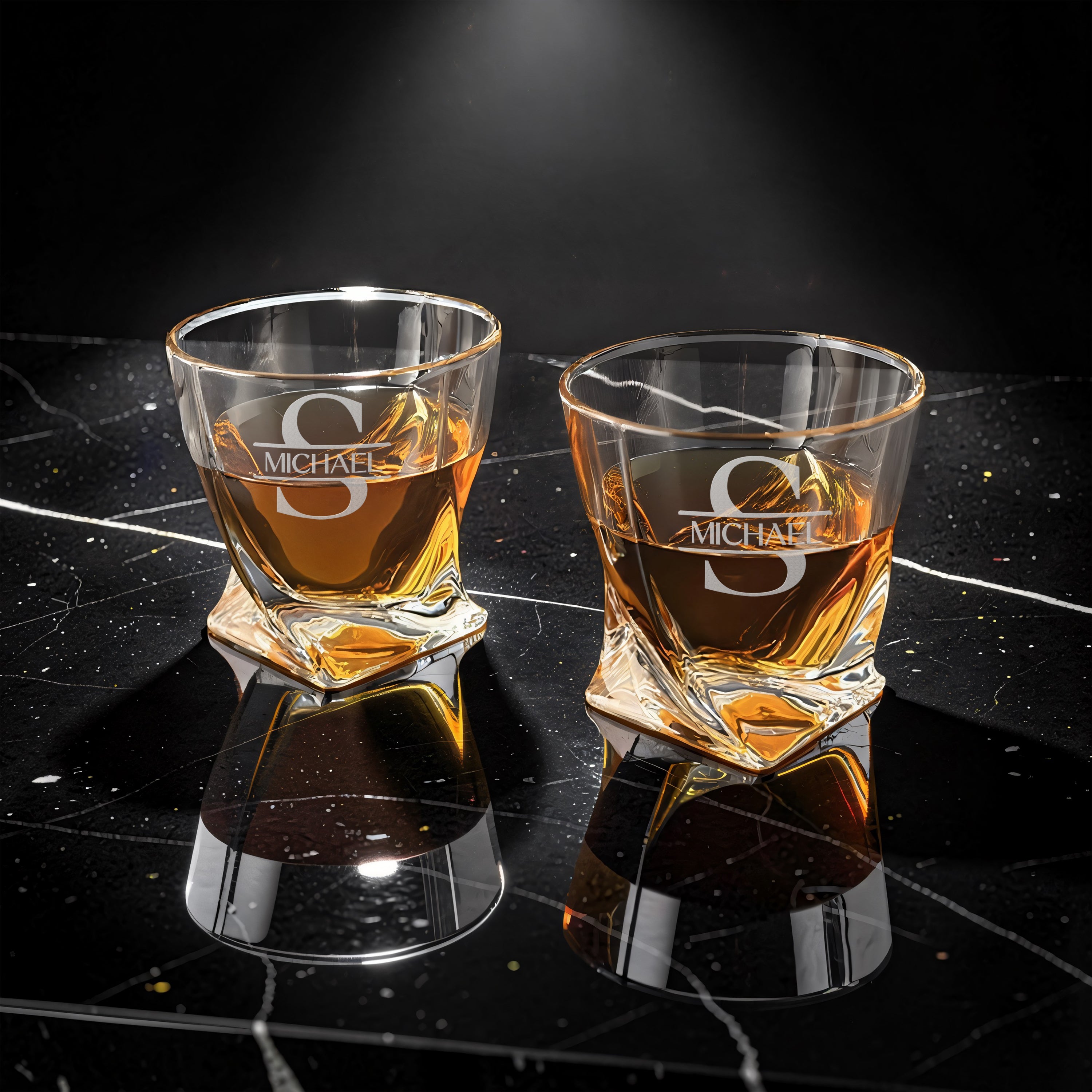 Twisted Whiskey Glasses – Personalized Gift Box Set of 2