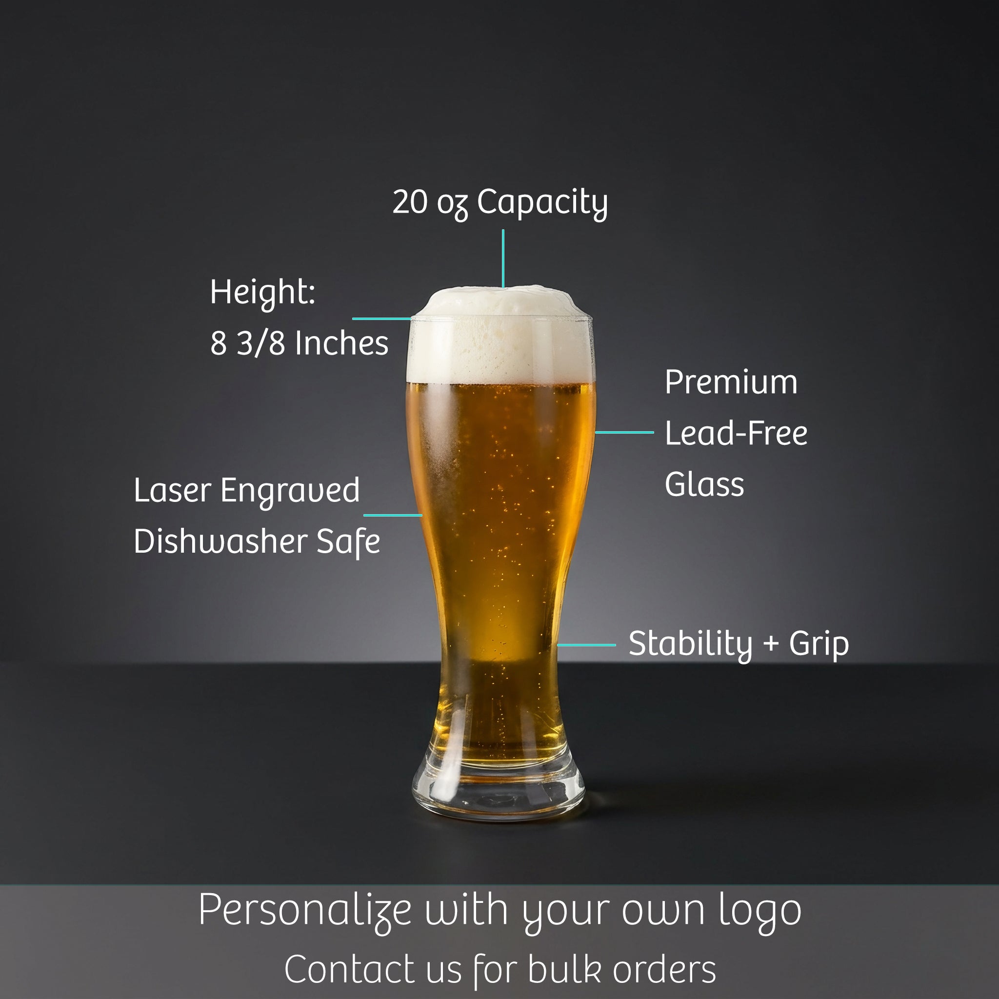 Personalized Tall Pilsner Glass Set with Gift Box