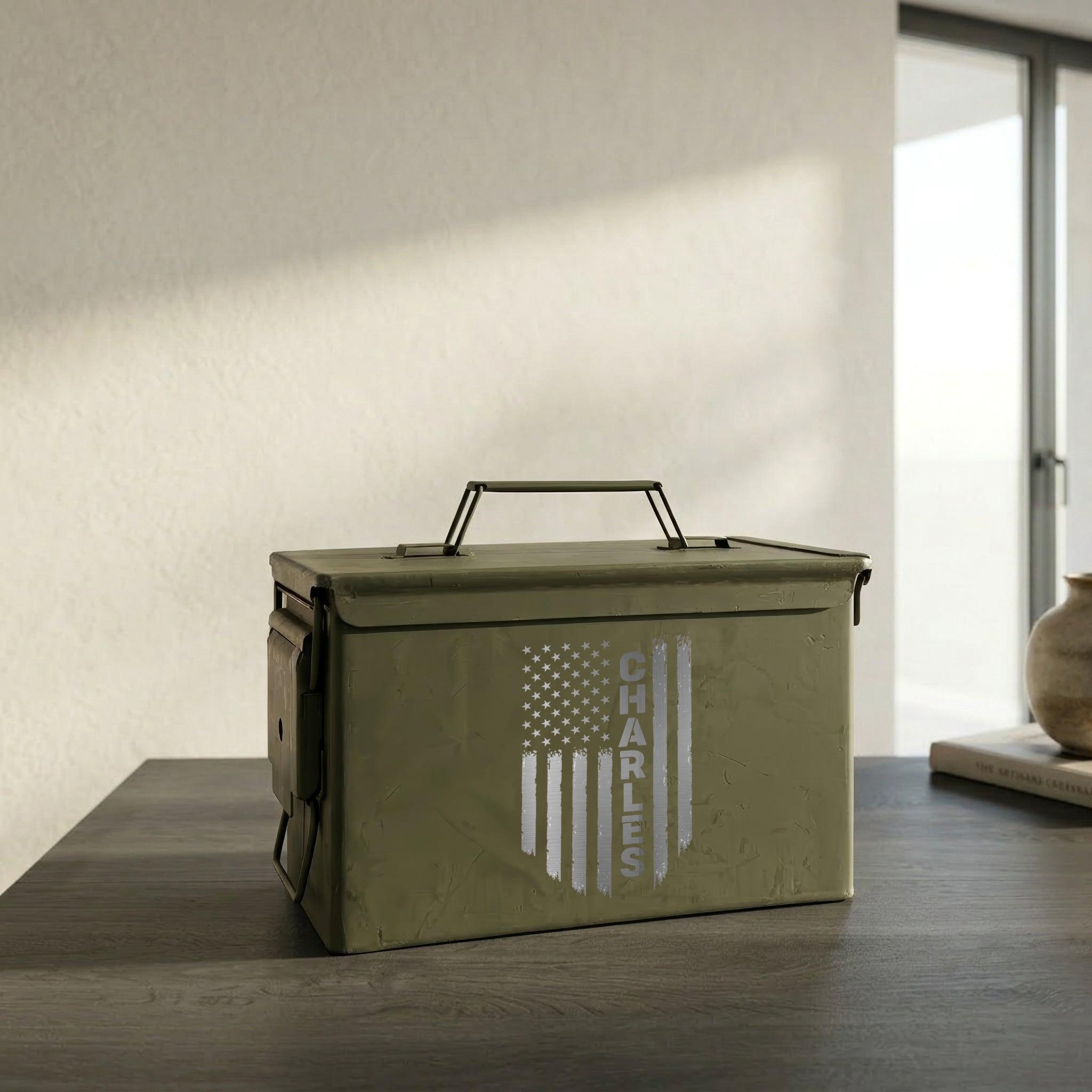 Personalized Whiskey Gift Set with Ammo Box & Stones