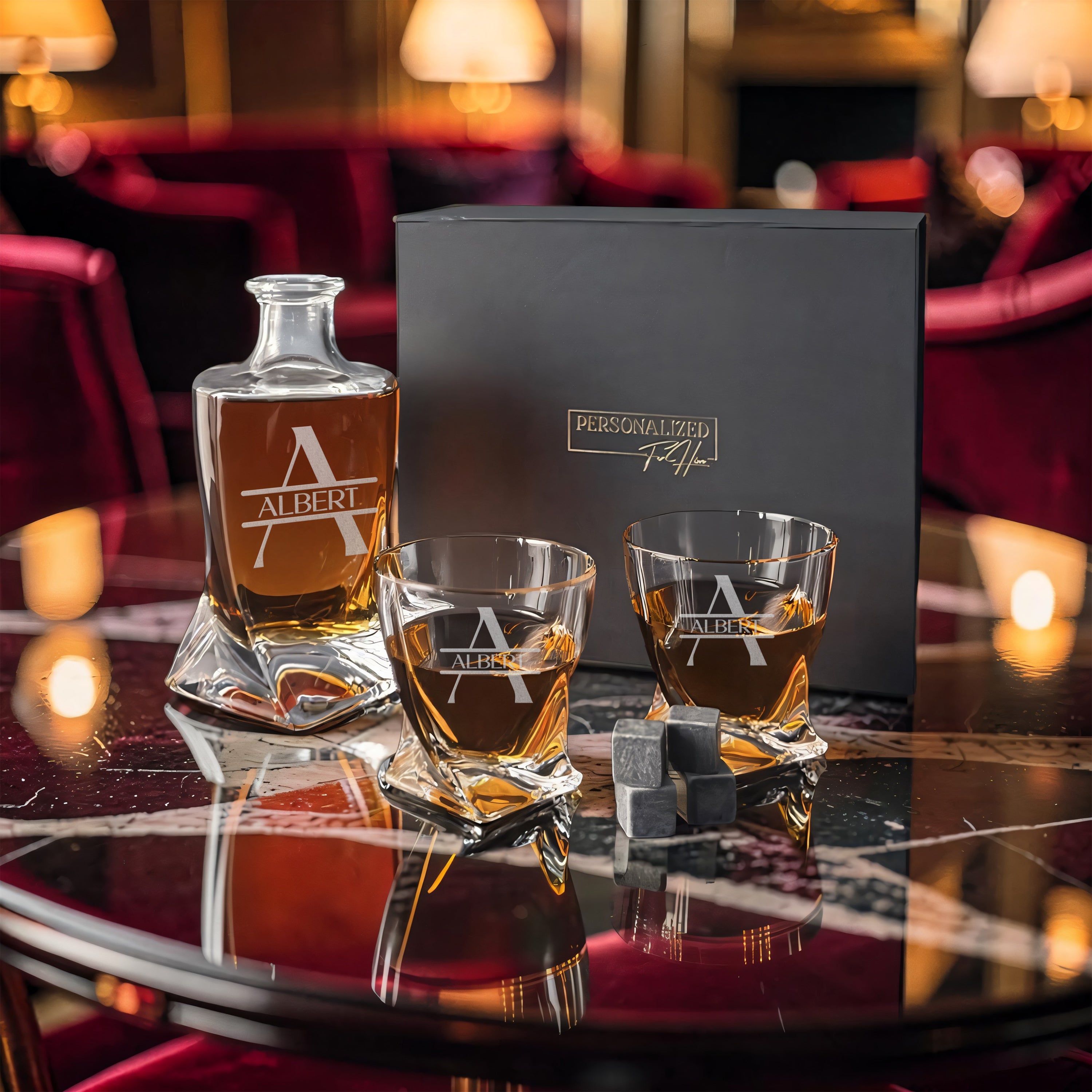 Helix Decanter Set with Two Matching Glasses