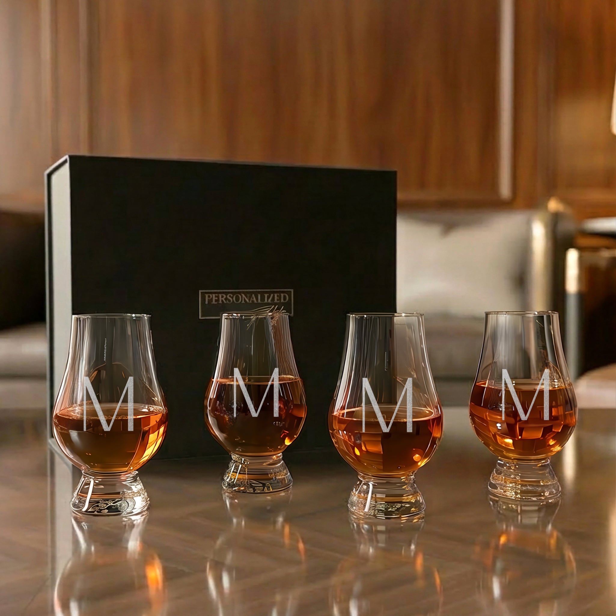 Personalized Glencairn Whiskey Glass Set of 4