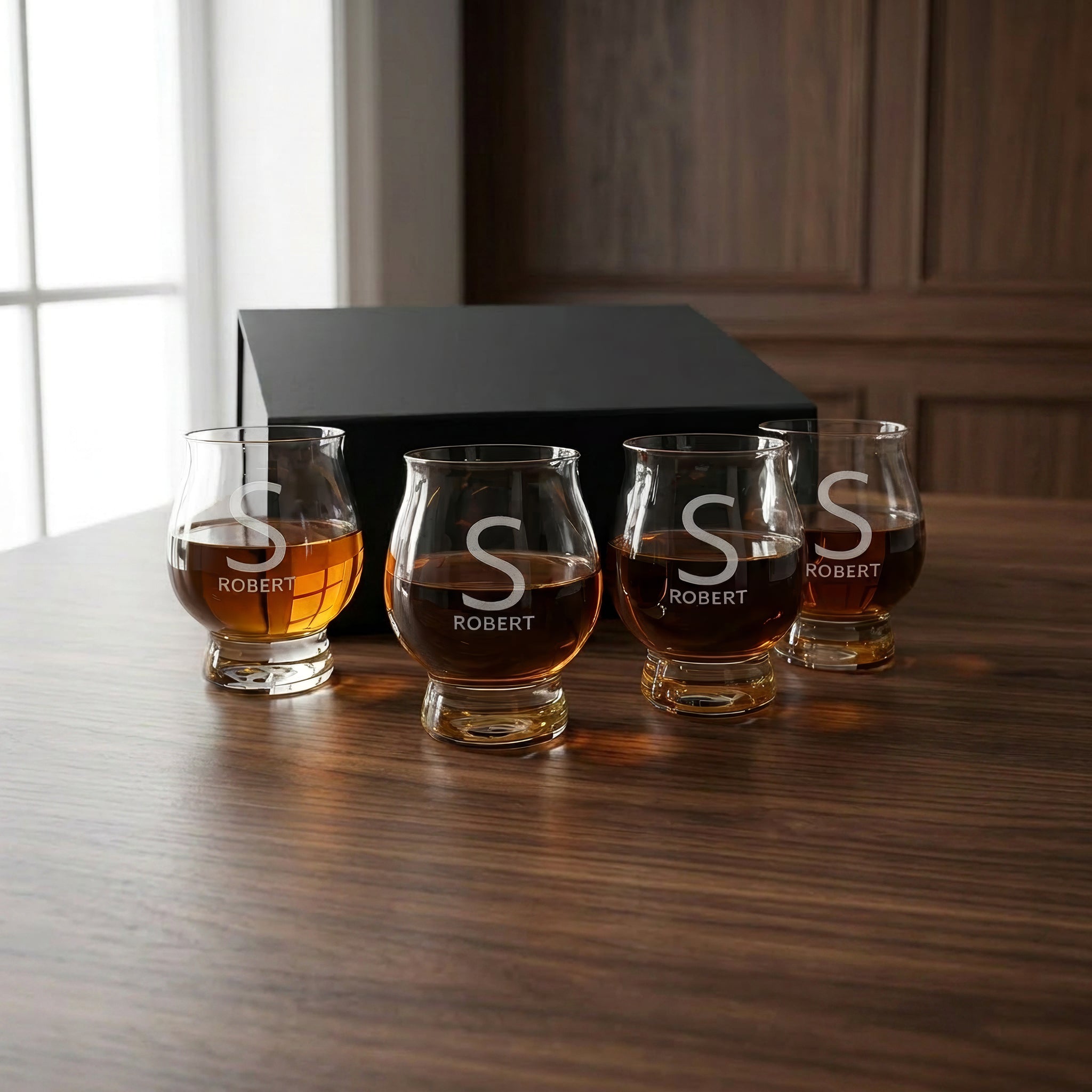 Engraved Kentucky Bourbon Trail Glasses – Gift Box Set of 4