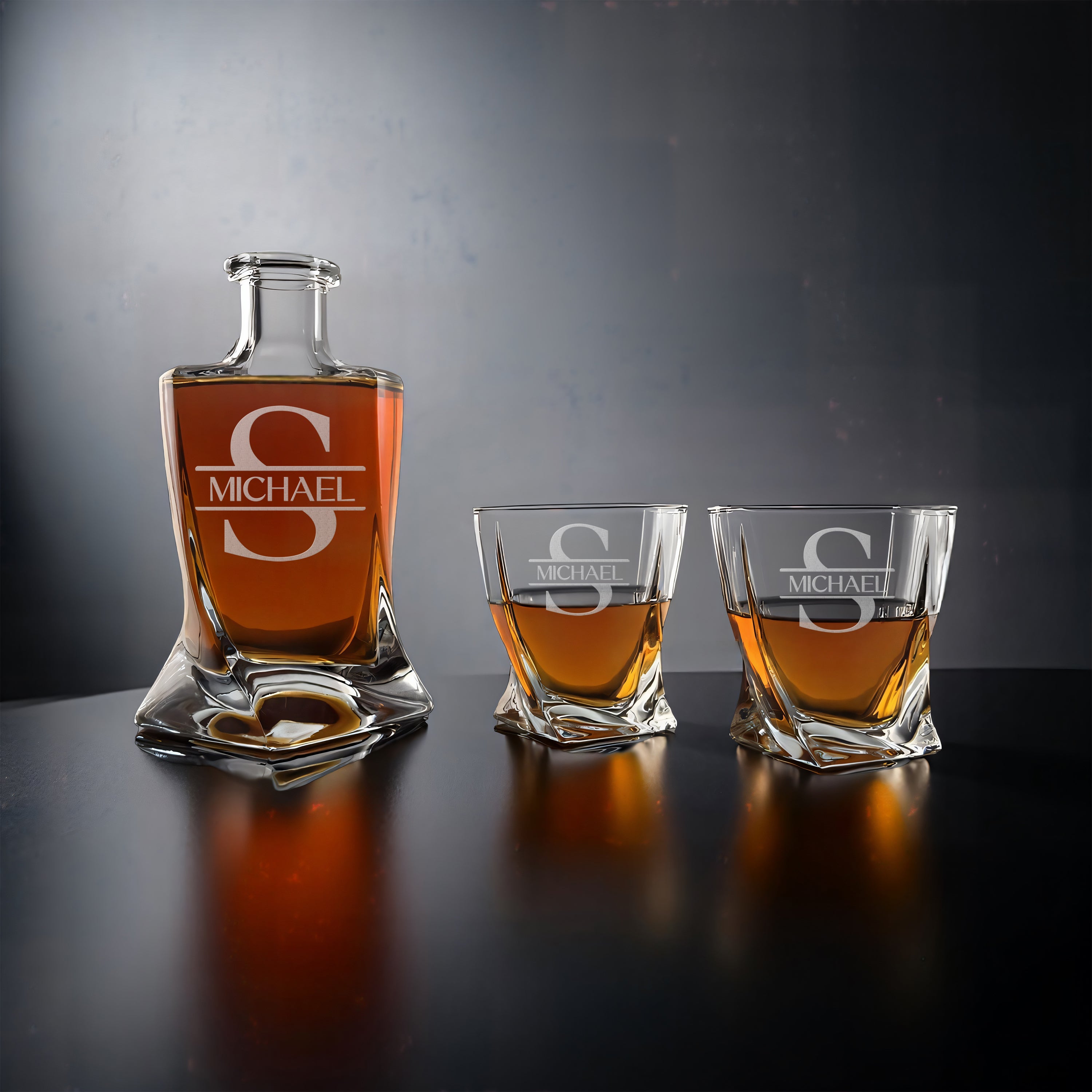 Helix Decanter Set with Two Matching Glasses