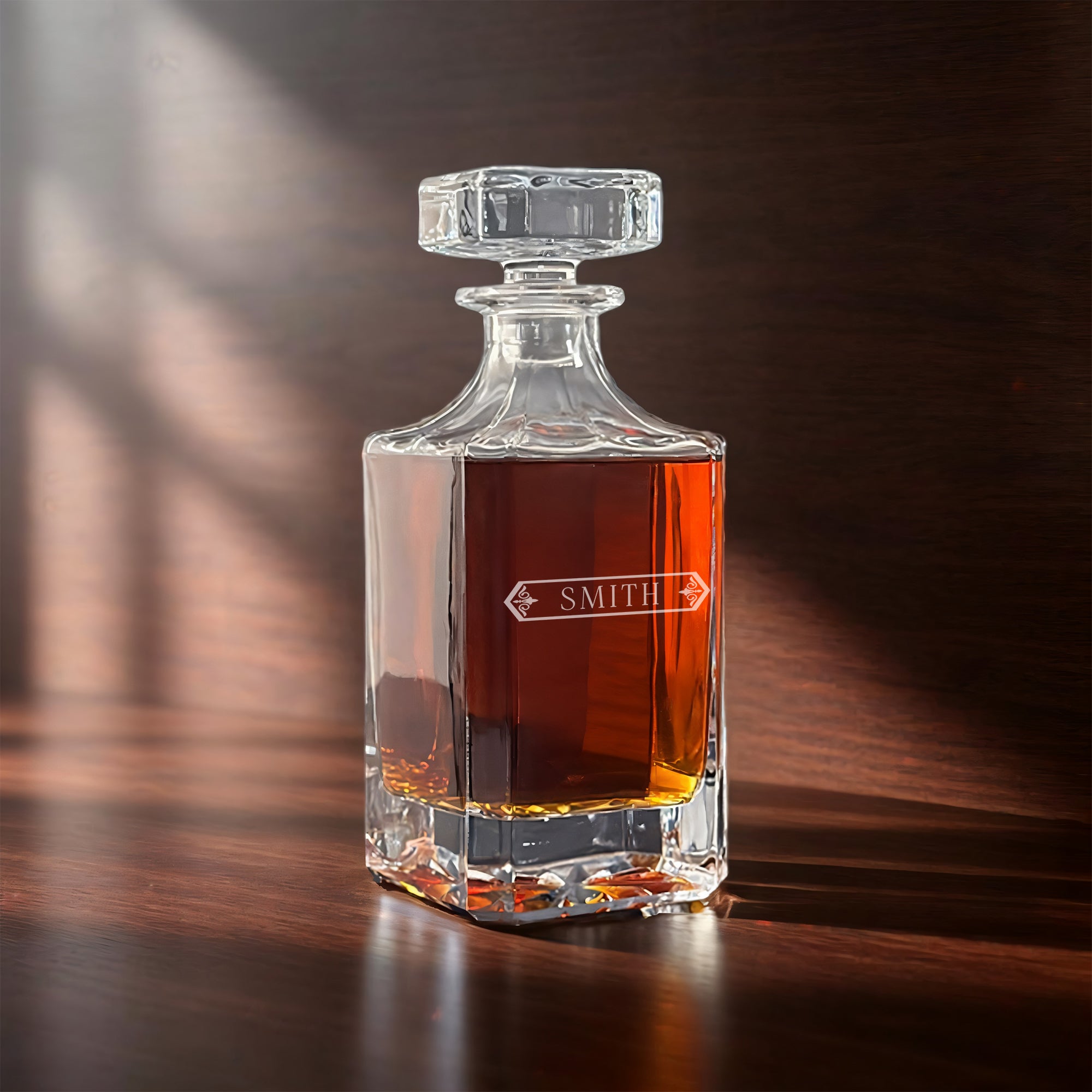 Square Cut Decanter Set with Glasses & Bullet Stones – Luxury Gift Box