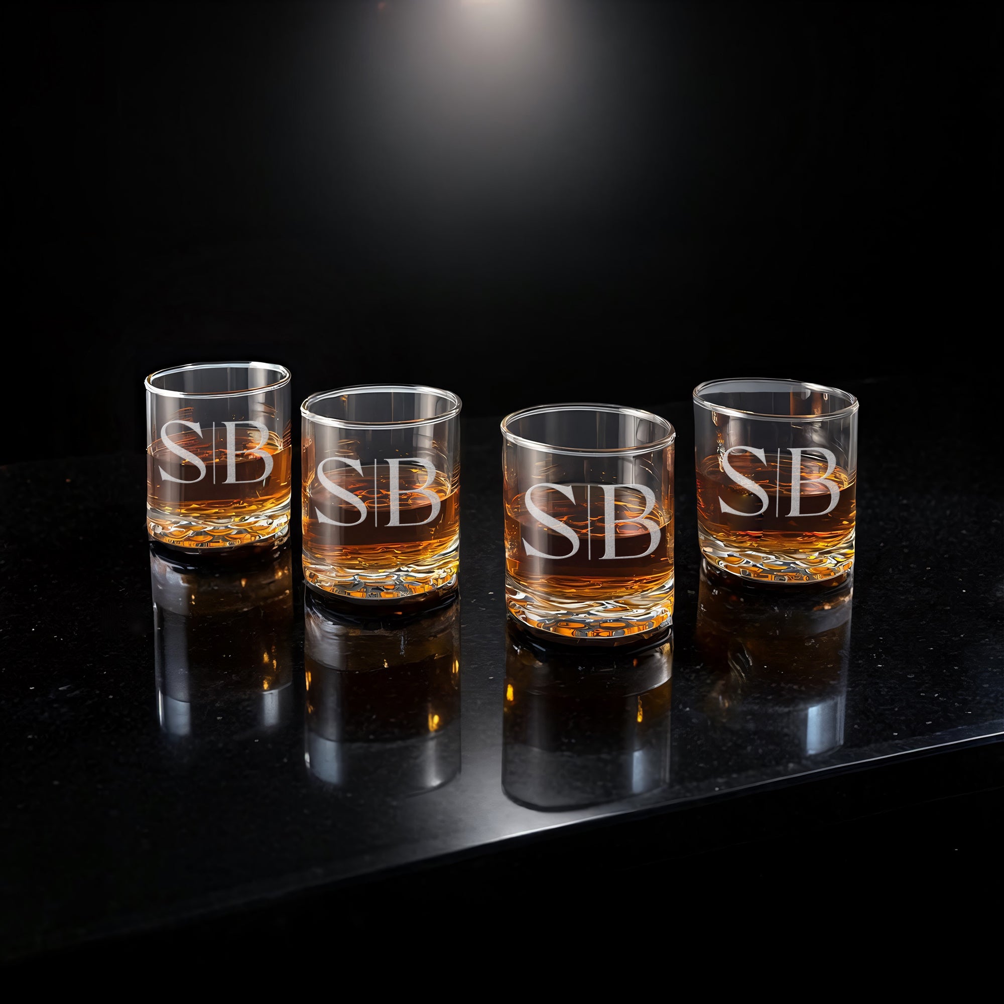 Signature Sculpted Base Bourbon Glass – Gift Box Set of 4