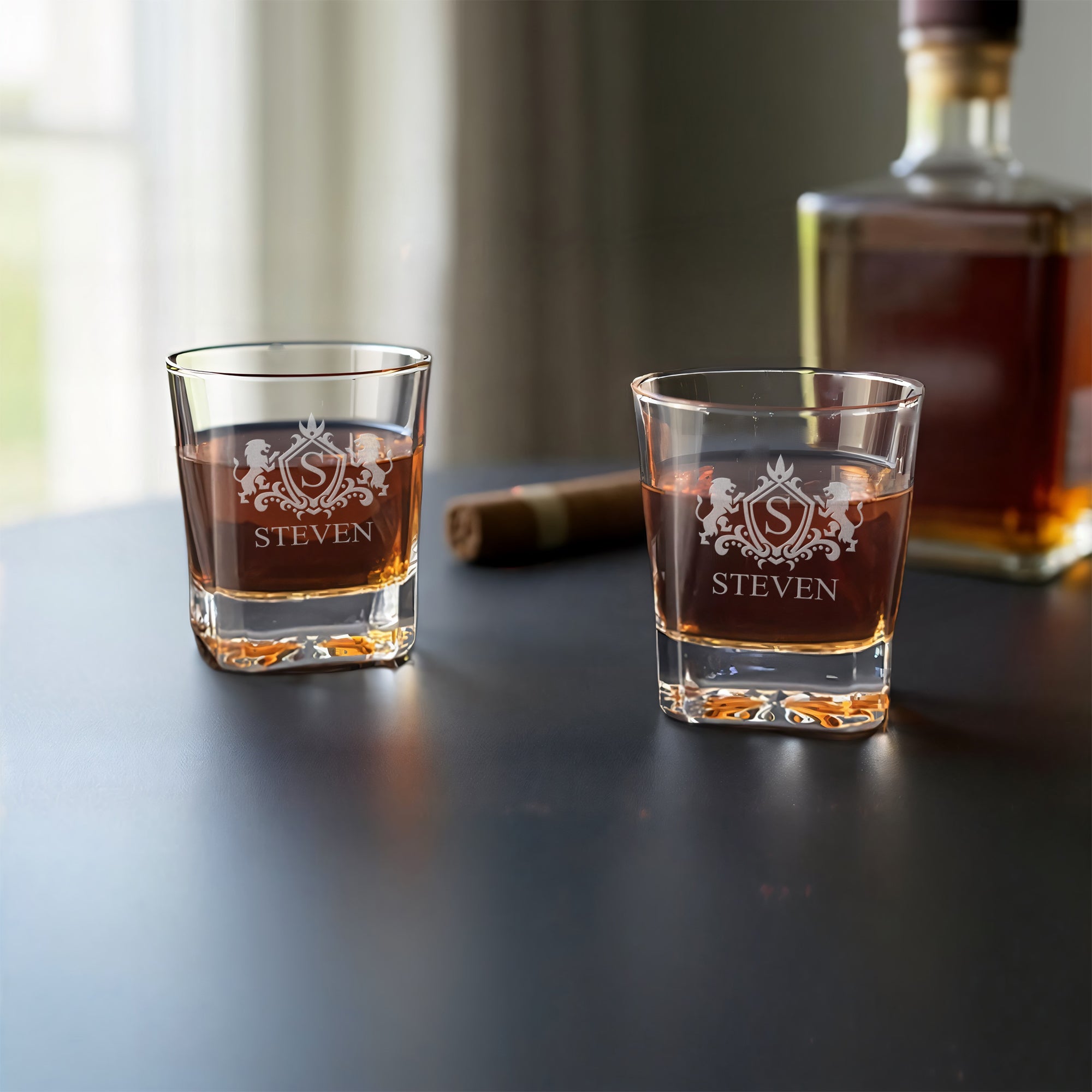 Signature Square Cut Bourbon Glasses - Set of 2