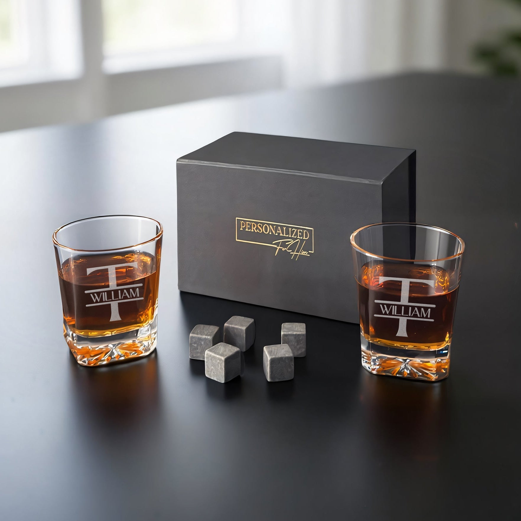 Signature Square Cut Bourbon Glasses - Set of 2