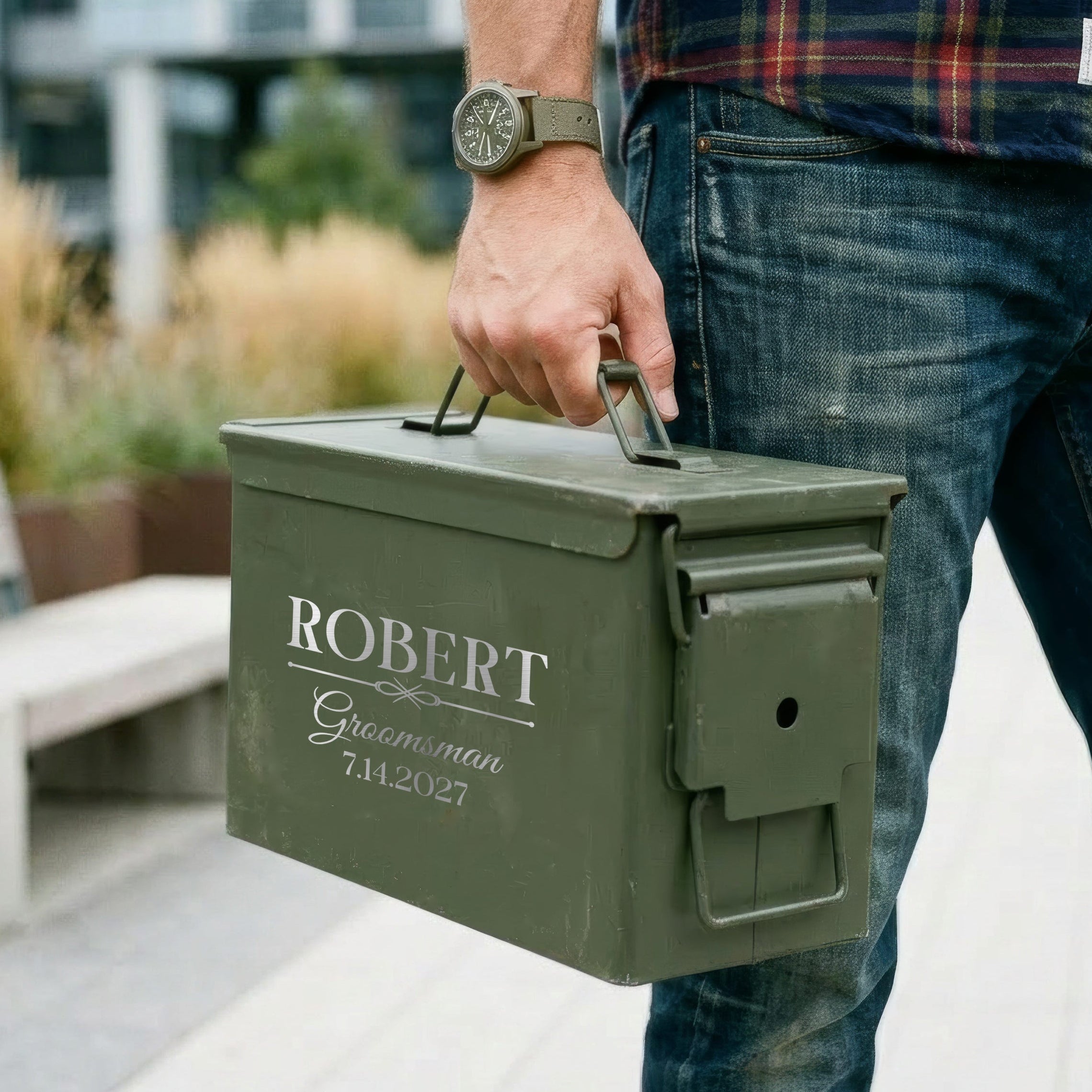 Engraved Steel Ammo Can Storage Box for Groomsmen