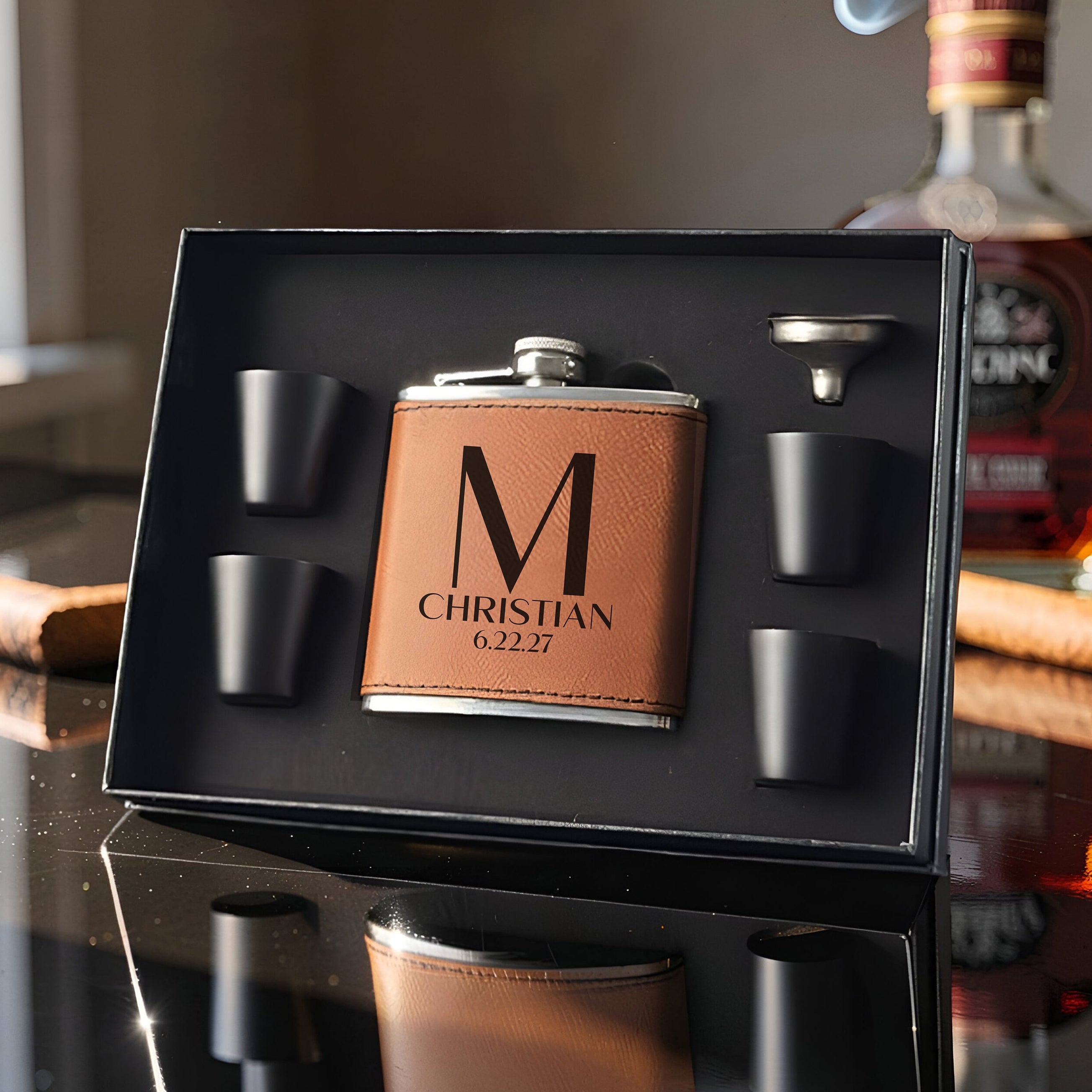 Personalized Liquor Flask Presentation Set