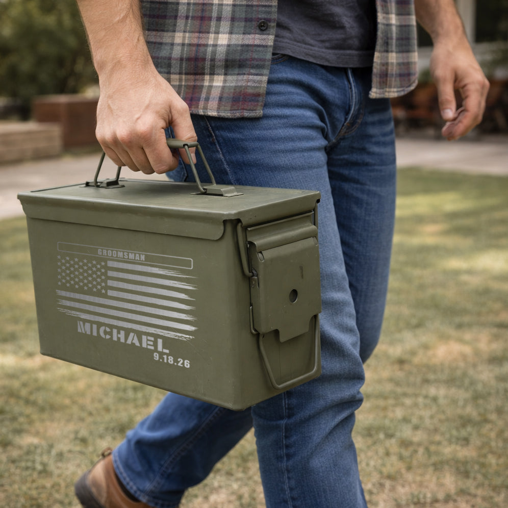 Engraved Steel Ammo Can Storage Box for Groomsmen