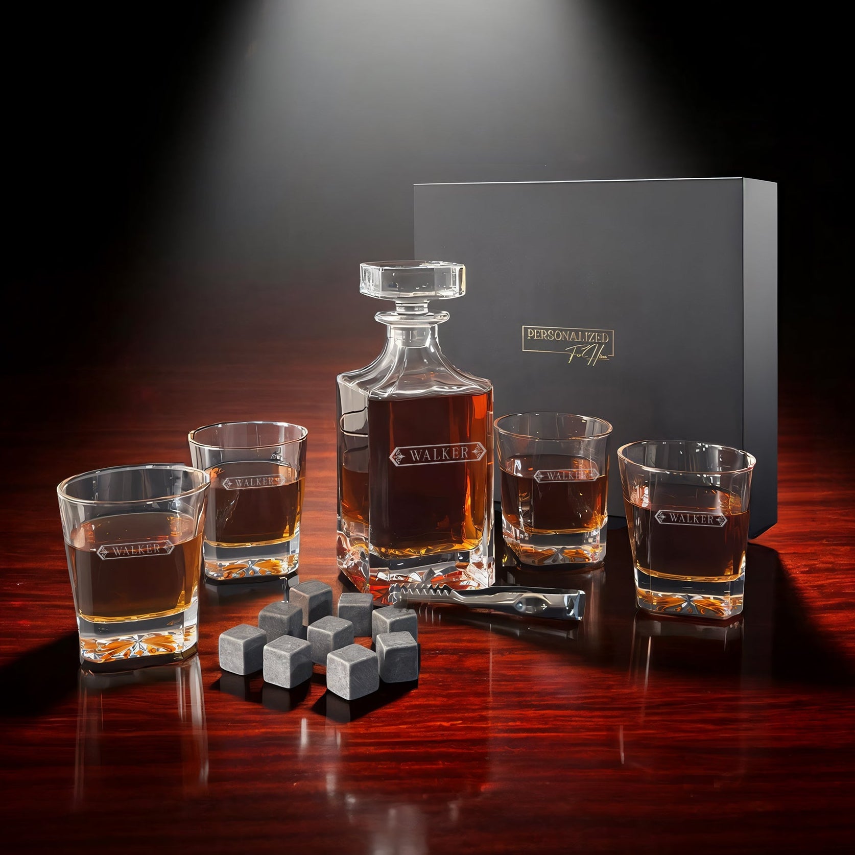Square Whiskey Decanter Gift Set – 7 PCS