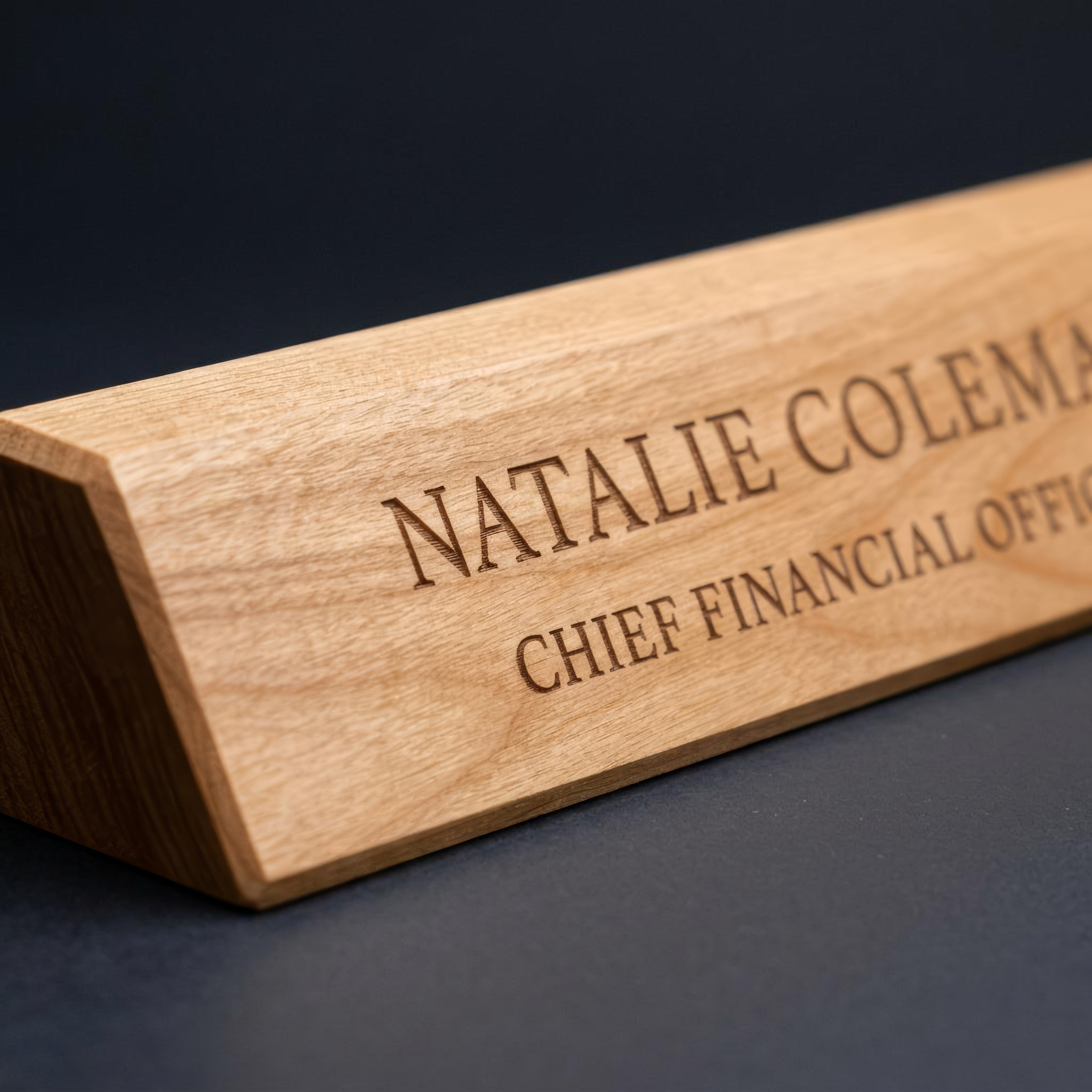 Personalized Alder Wood Desk Name Plate