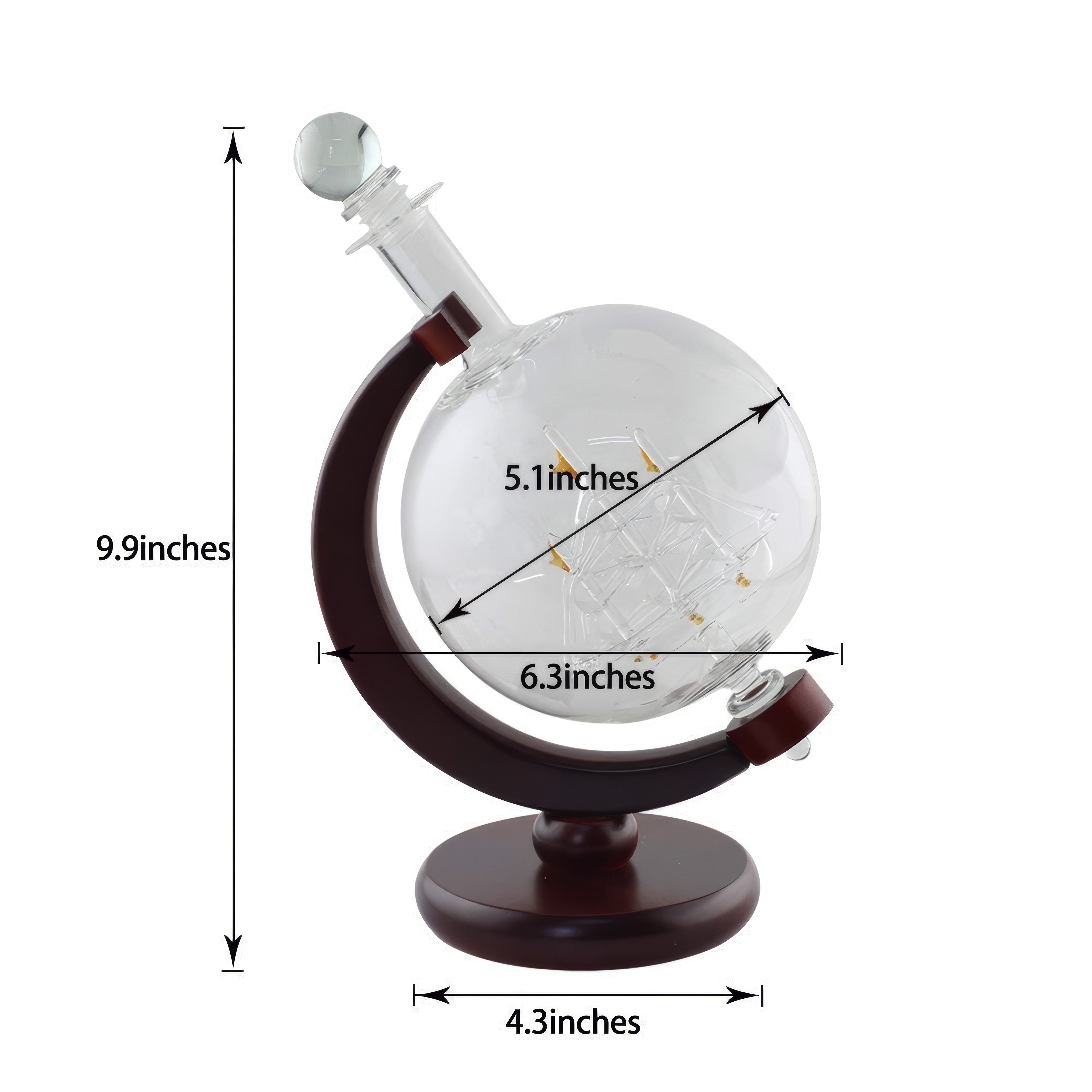 Voyager Globe Decanter Set with Four Twisted Glasses