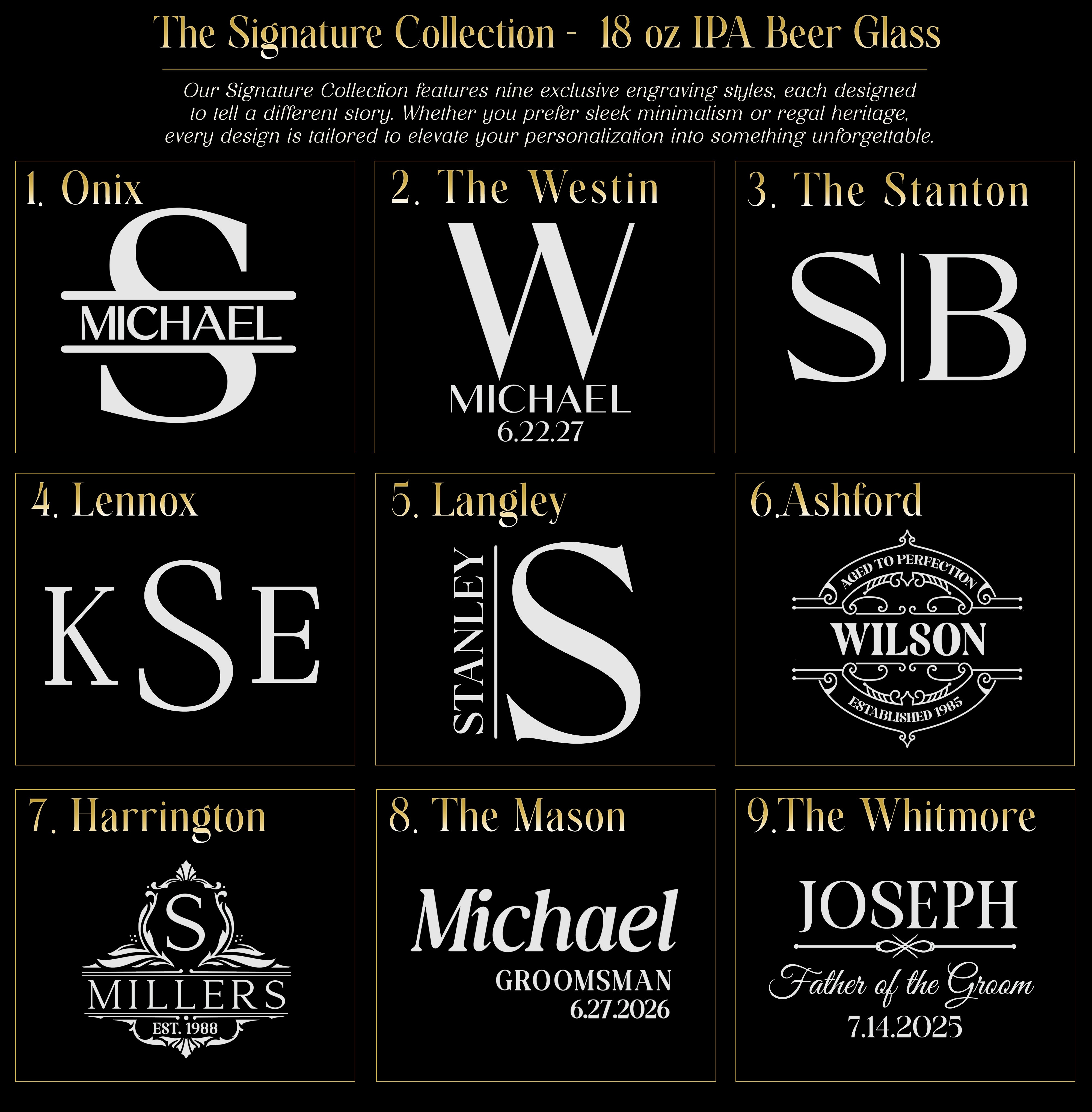 Select IPA Beer Glass Pair – Custom Engraved