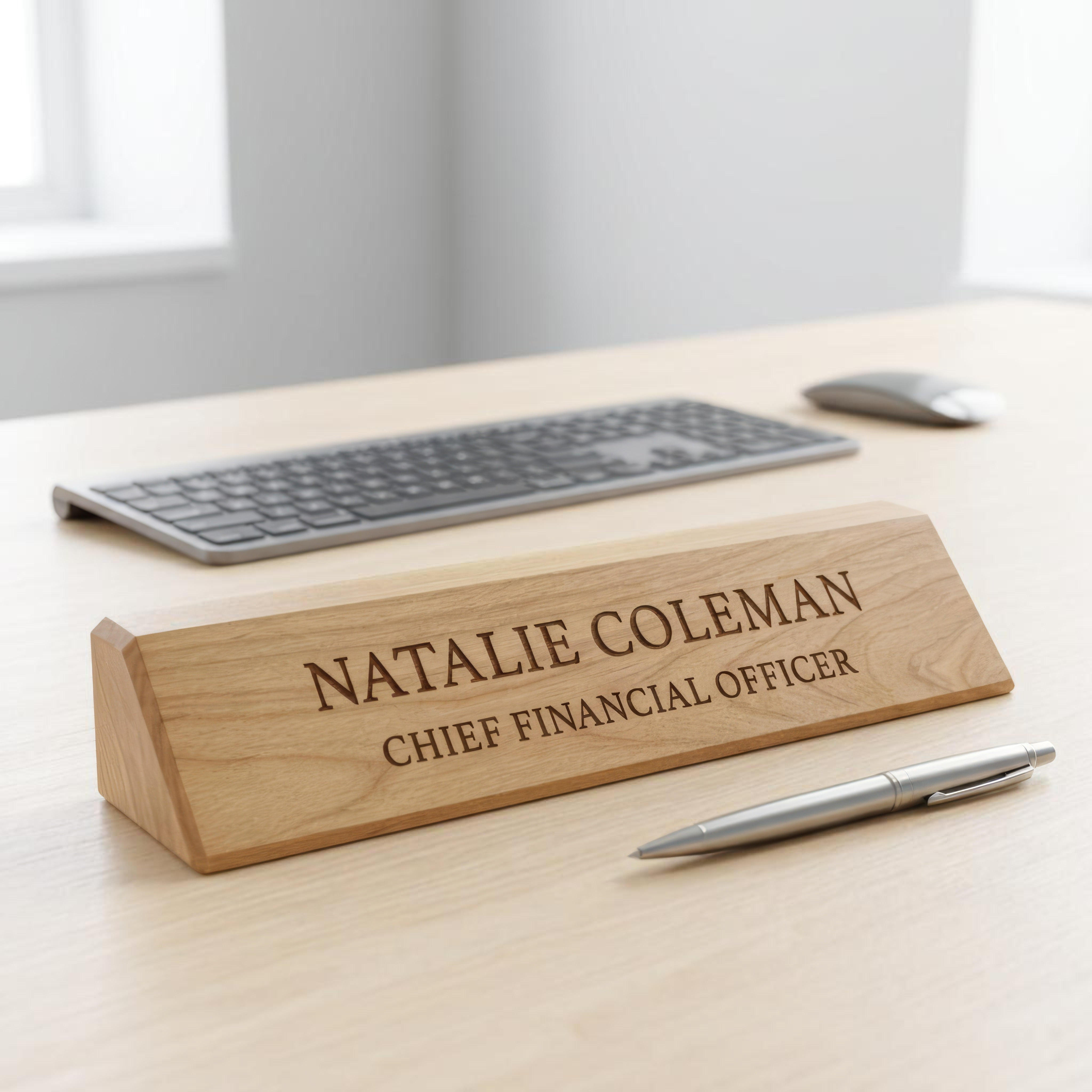 Personalized Alder Wood Desk Name Plate