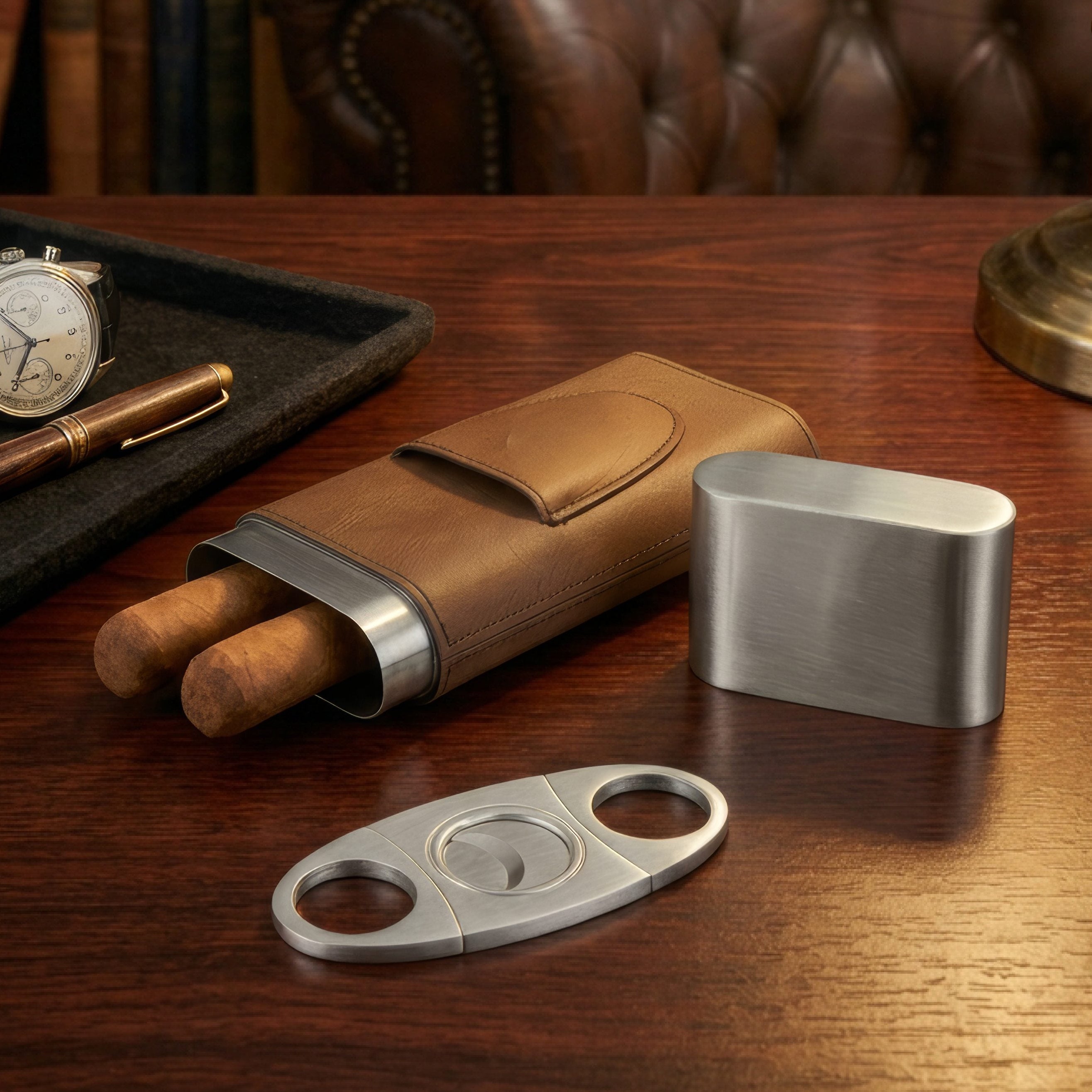 Monogrammed Cigar Travel Case with Cutter