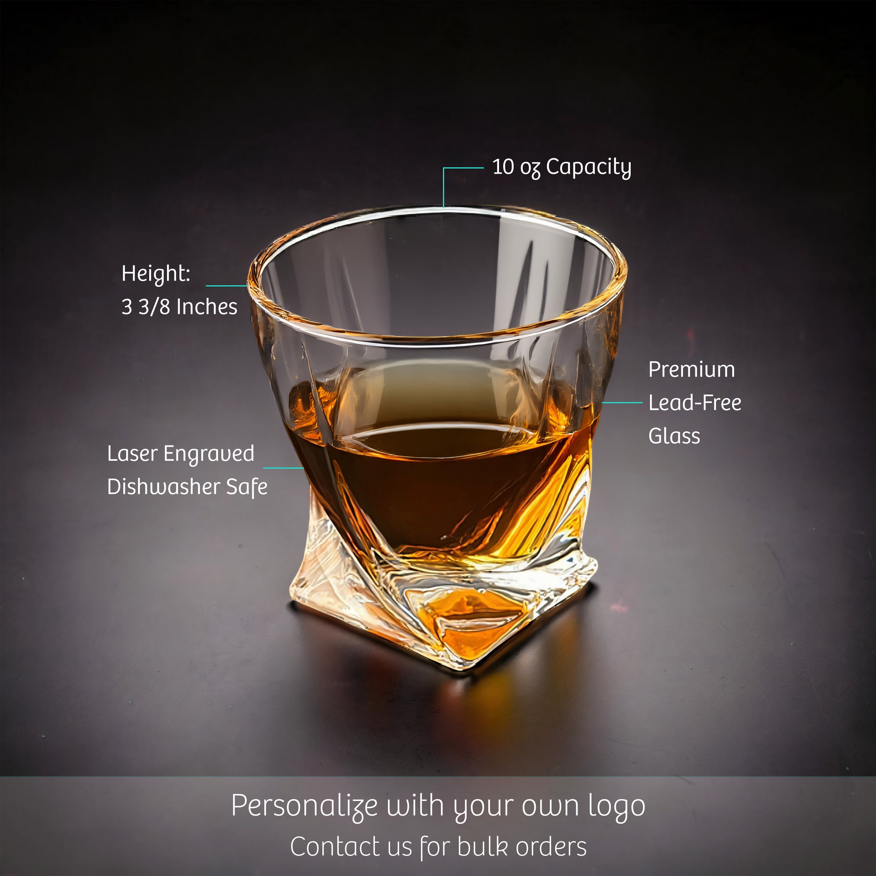 Personalized Twisted Rocks Glass