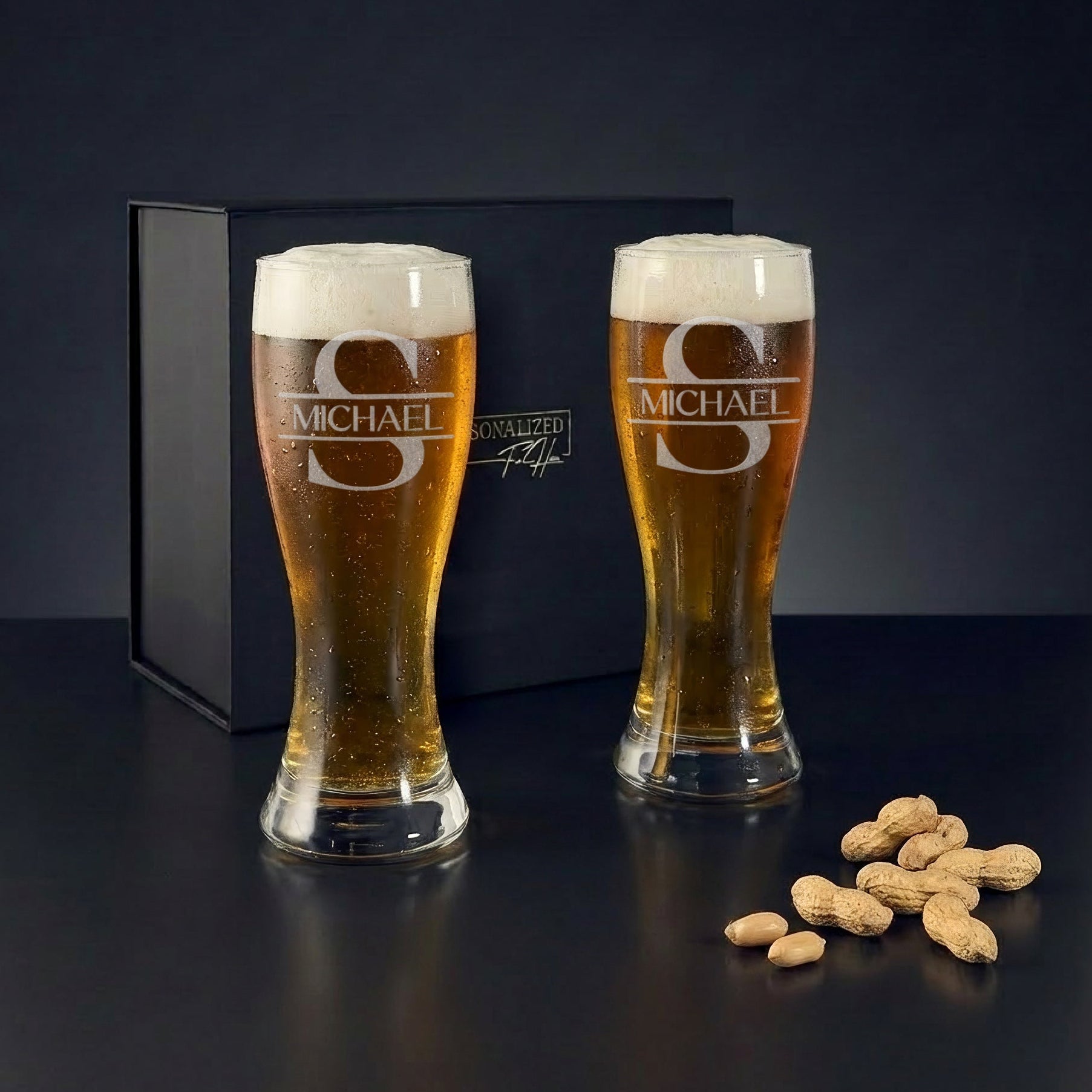 Personalized Tall Pilsner Glass Set with Gift Box