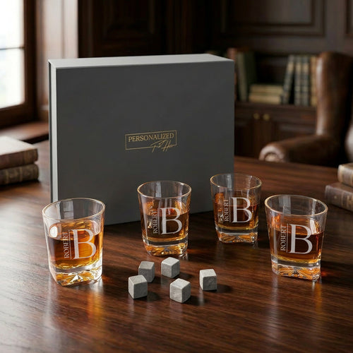 Signature Square Cut Whiskey Glasses – Set of 4