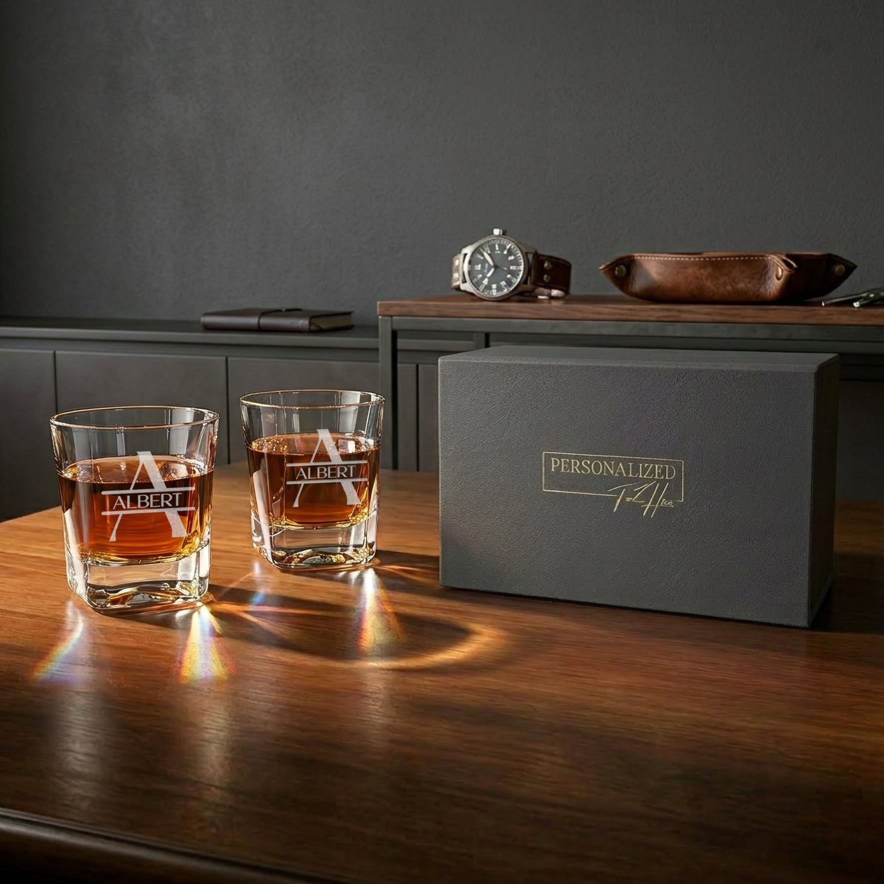 Signature Square Cut Bourbon Glasses - Set of 2