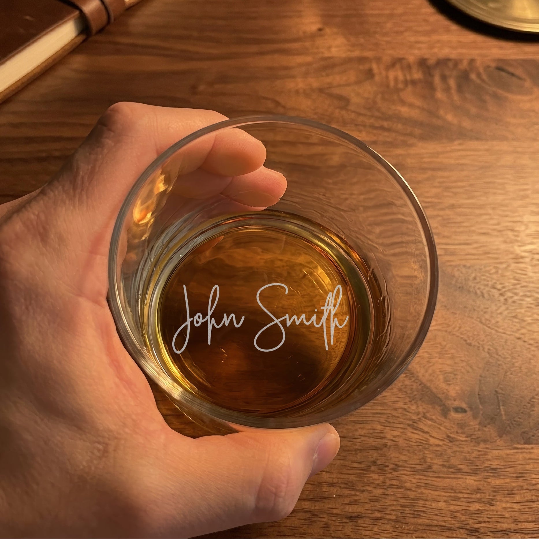 Classic Old Fashioned Glass Bottom Engraved