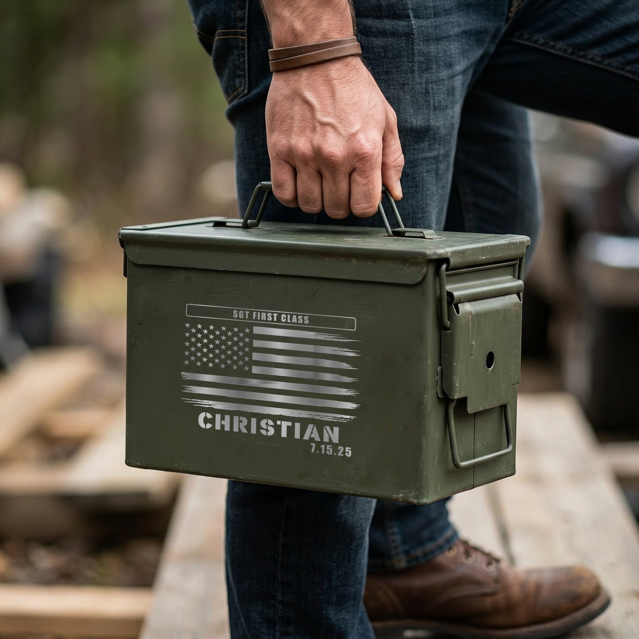Custom Engraved Ammo Box for Men