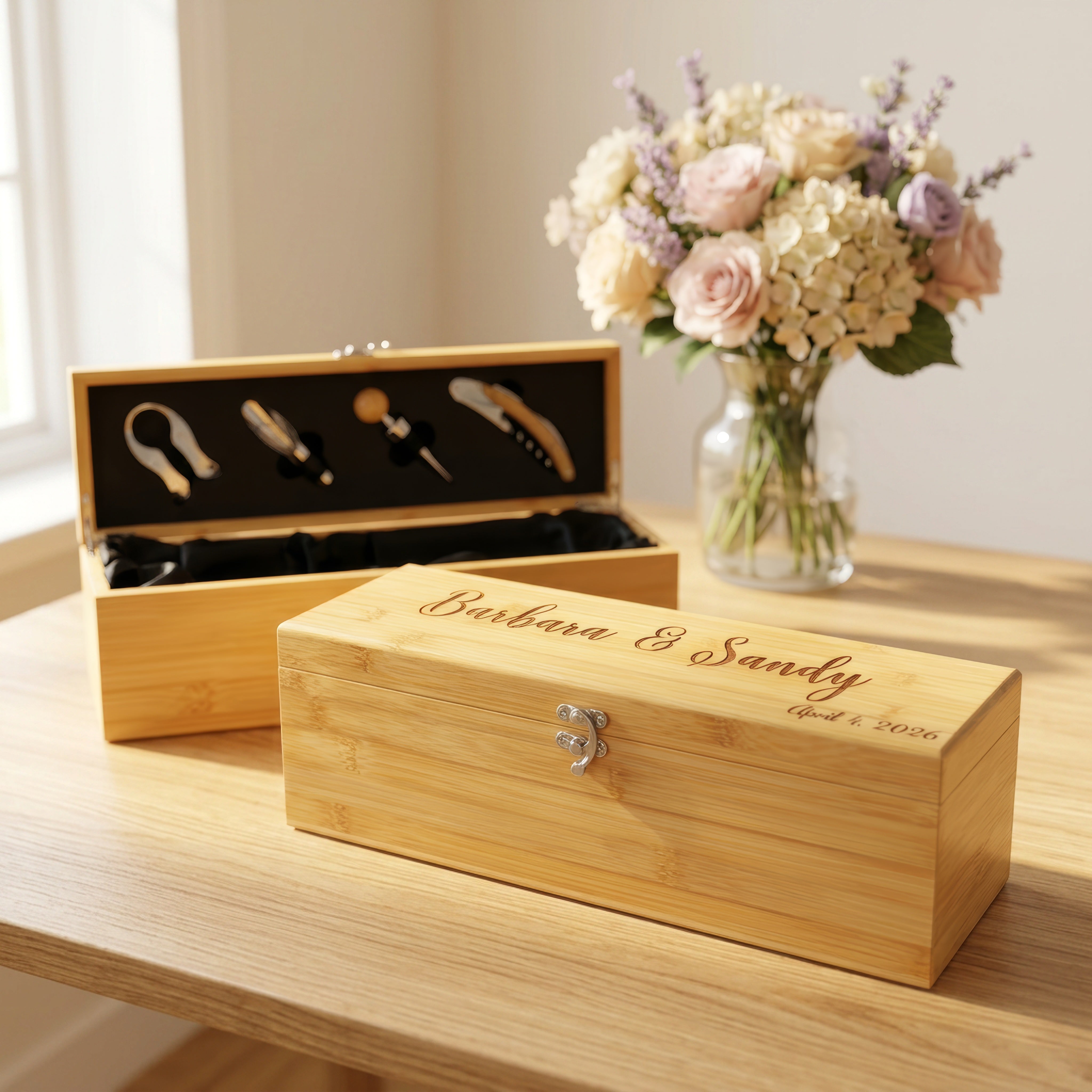 Personalized Wine Tool Box – Engraved Anniversary Gift
