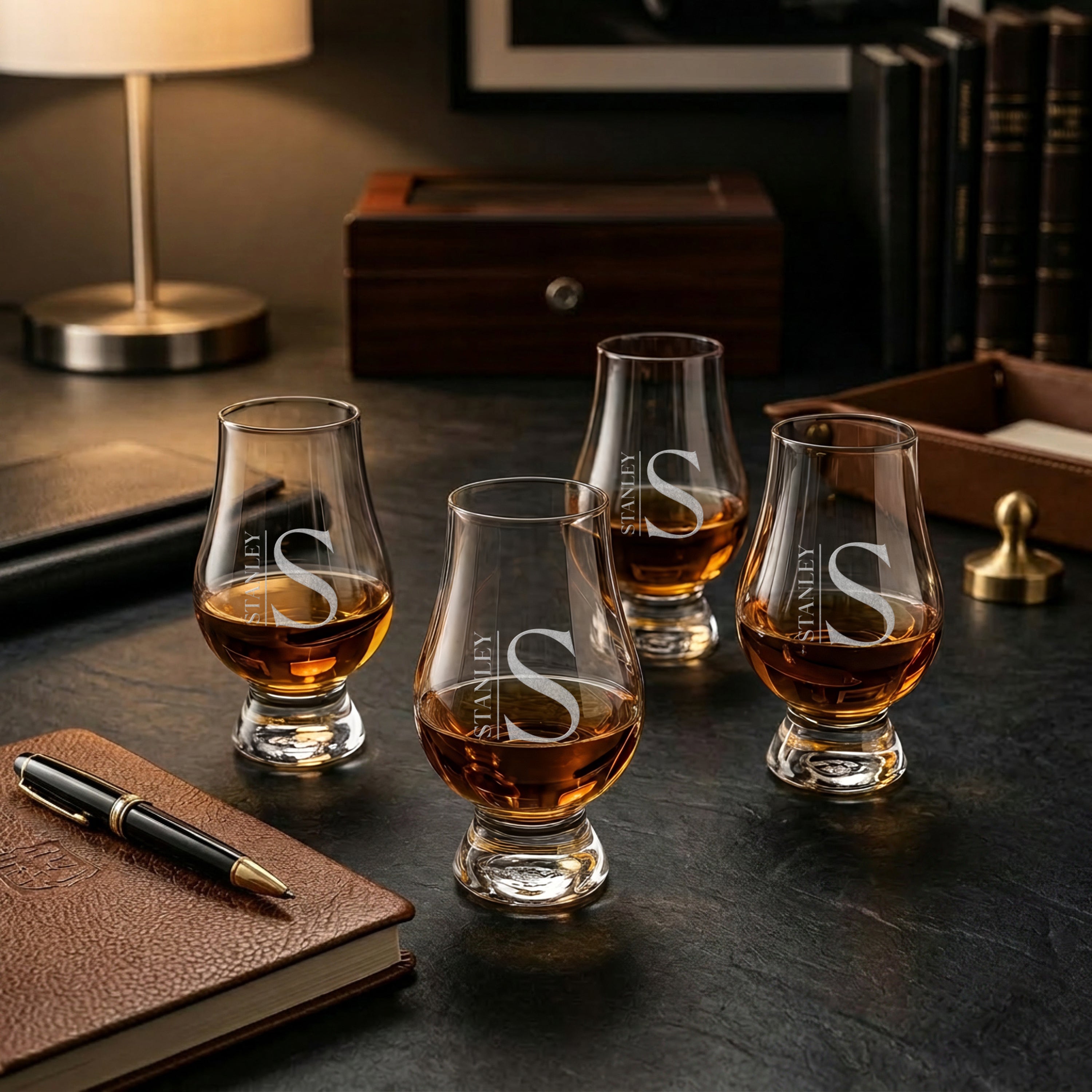 Personalized Glencairn Whiskey Glass Set of 4