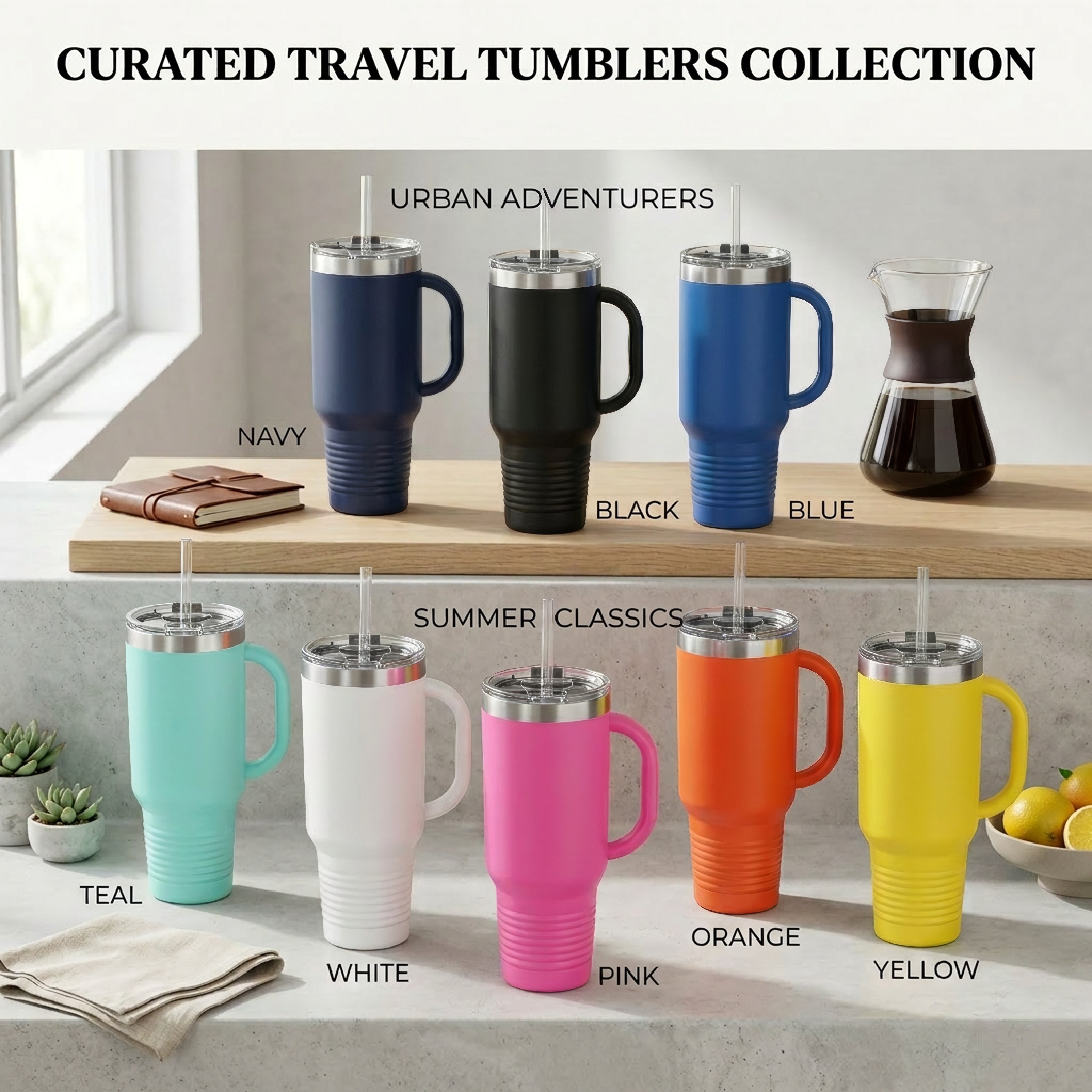 Personalized 40 oz Tumbler with Handle | Custom Engraved Gift for Him