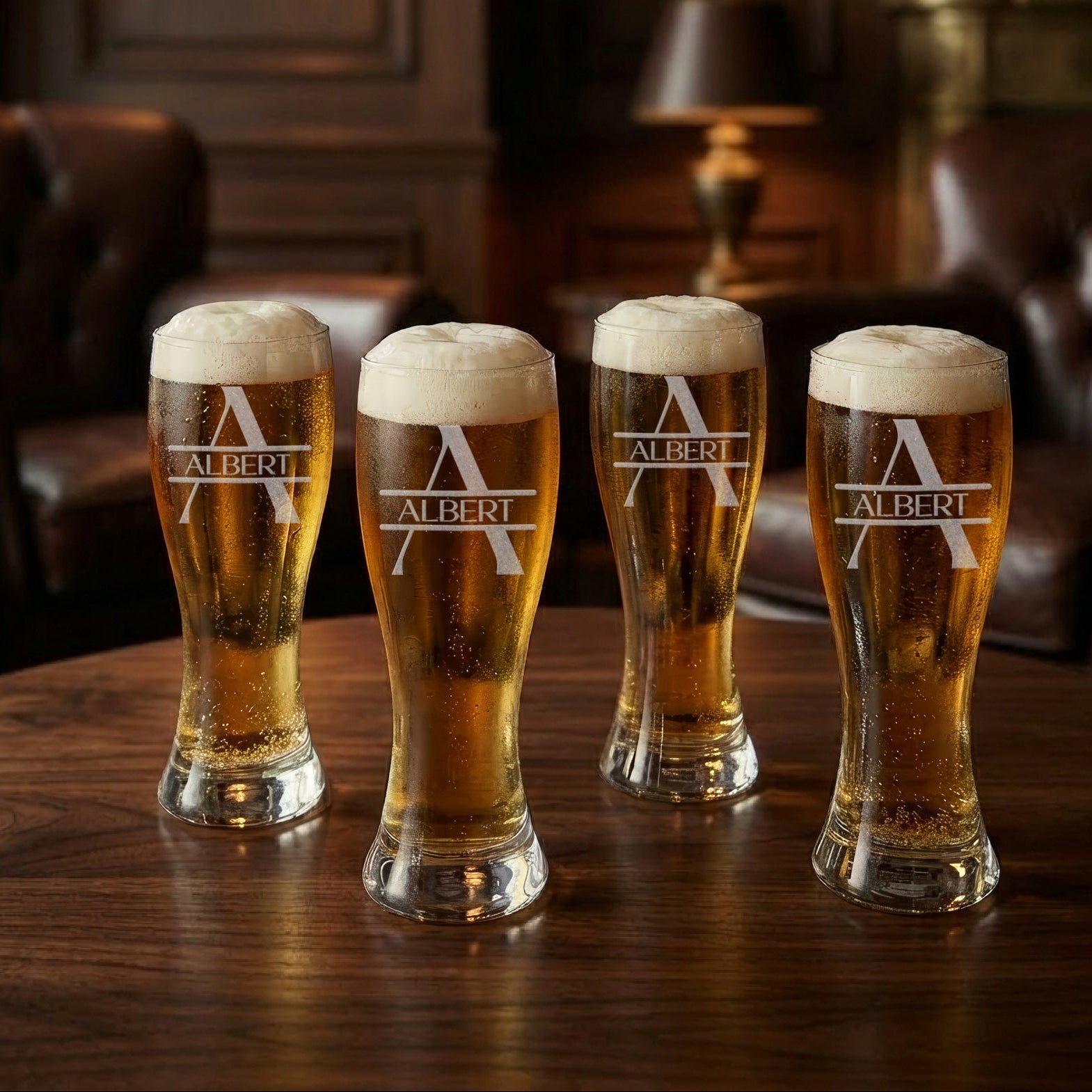 Engraved Pilsner Beer Glass – Set of 4