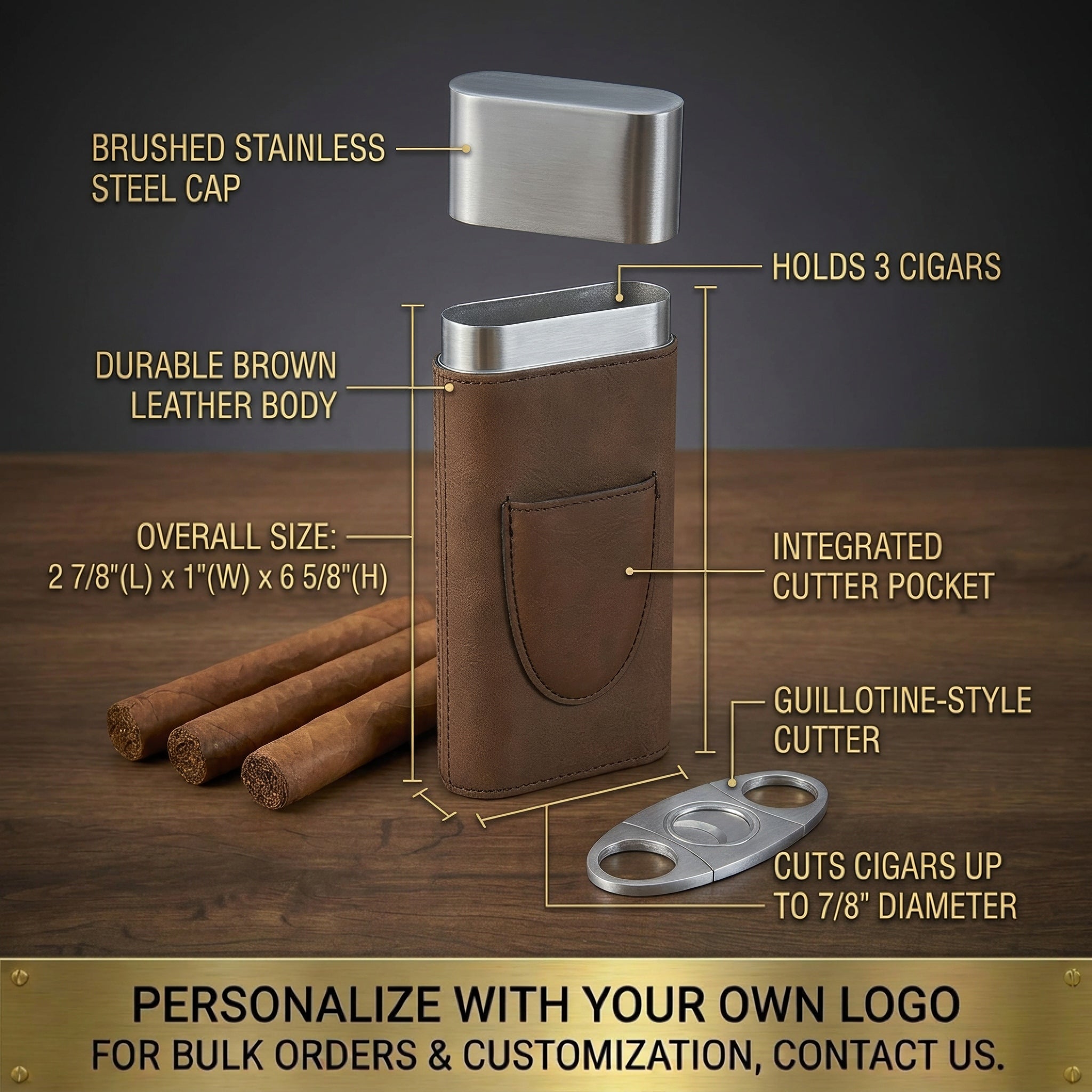 Monogrammed Cigar Travel Case with Cutter