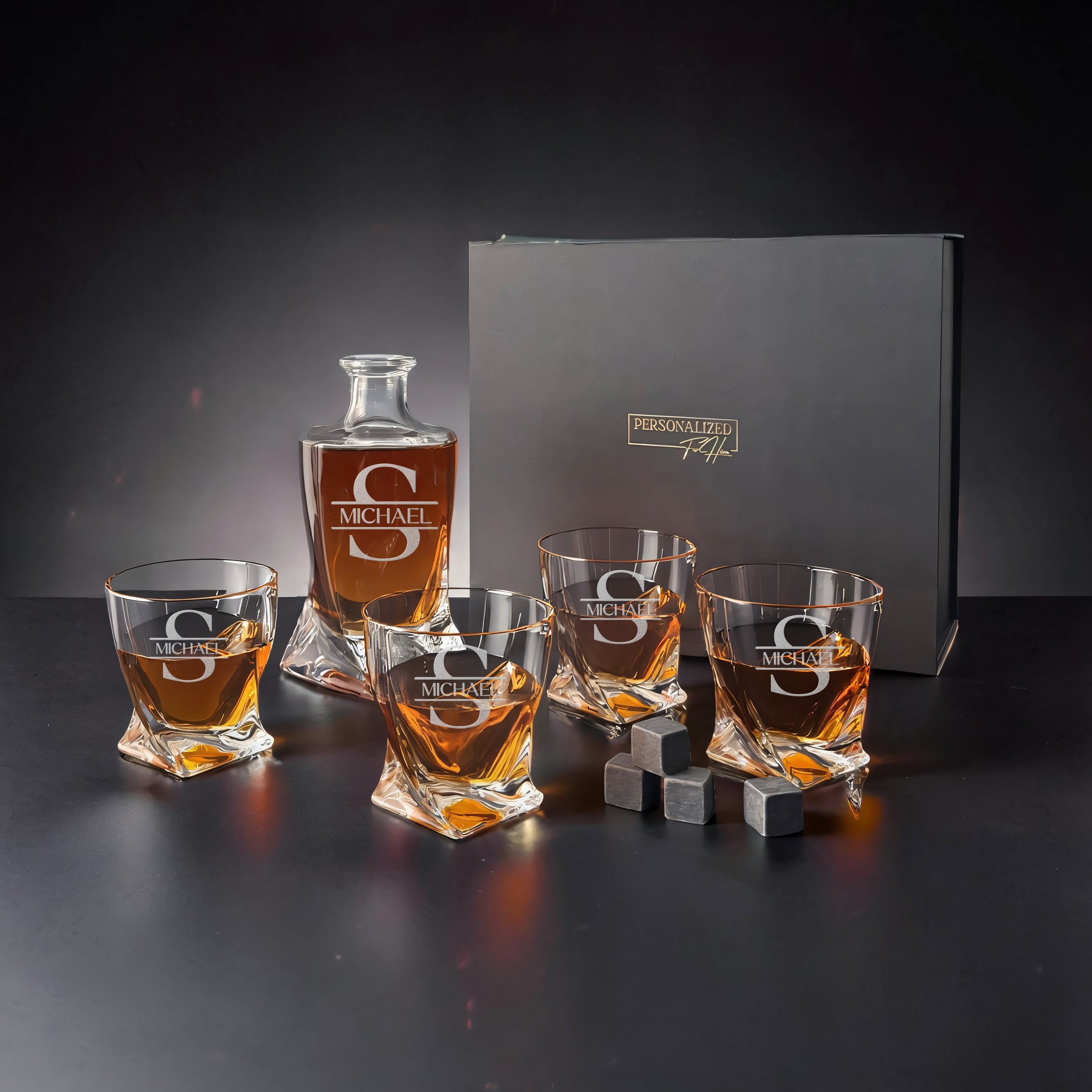 Helix Whiskey Decanter Gift Set 7-Piece