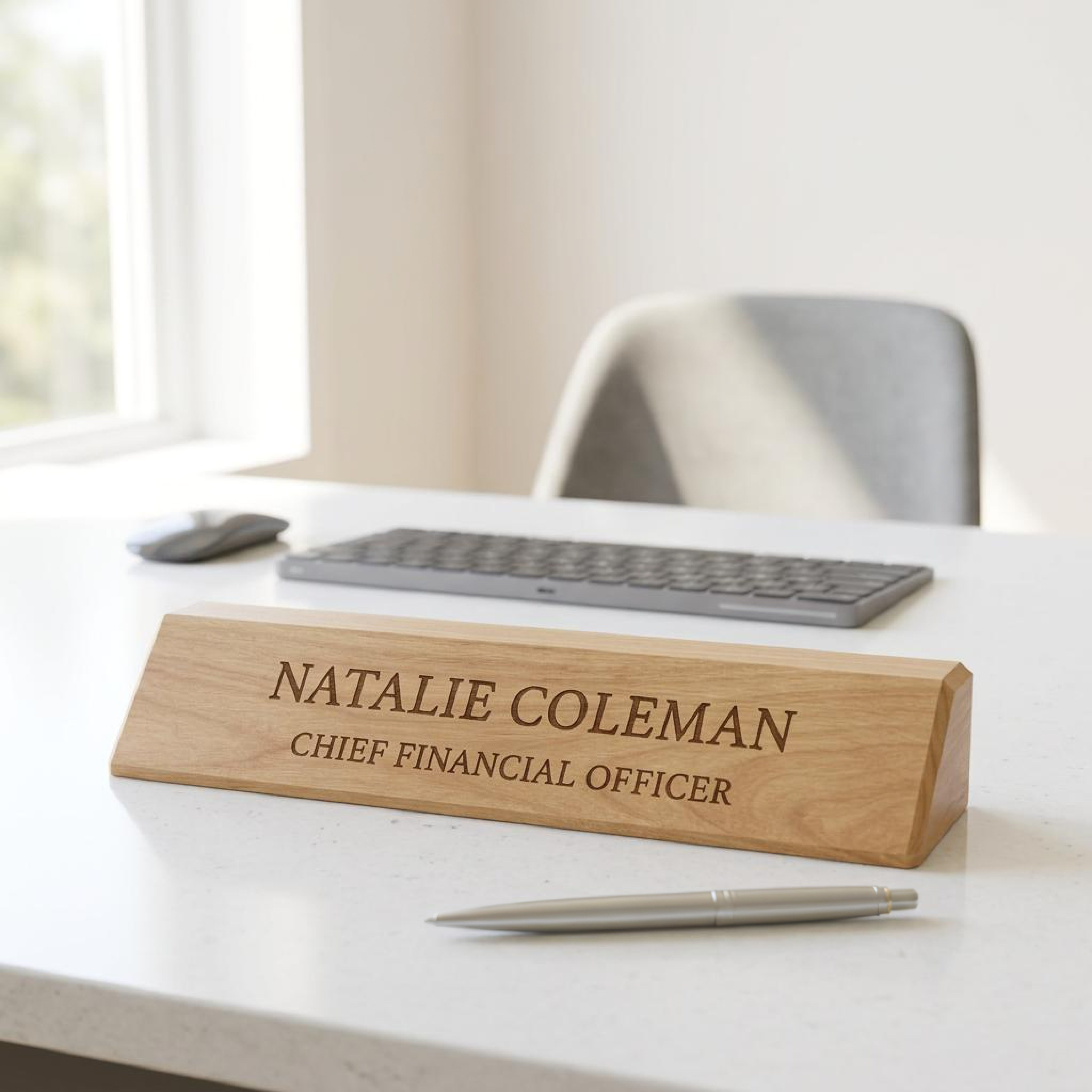 Personalized Alder Wood Desk Name Plate
